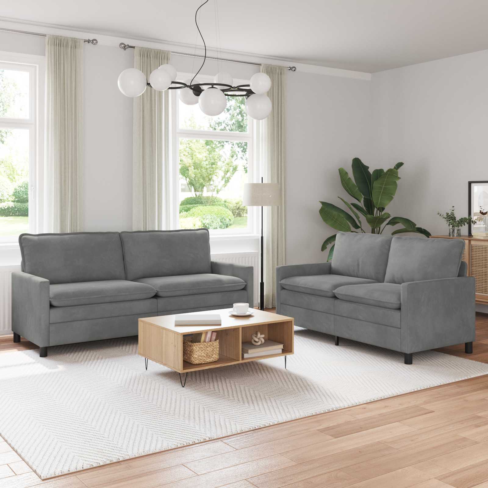 Ensemble de Canapés 2 pc Gris foncé Velours