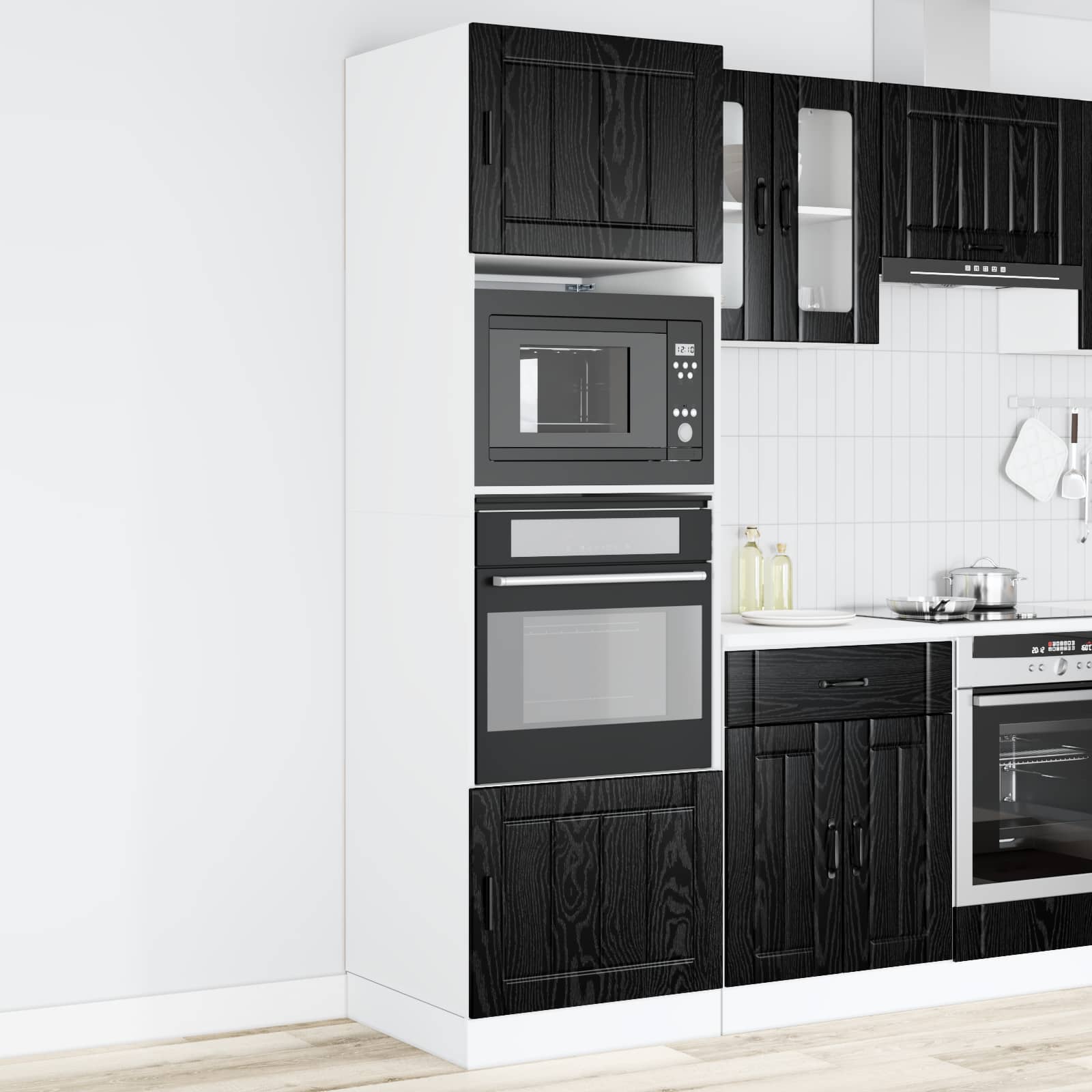 Armoire de four PORTO Chêne noir 60 x 57 x 207 cm
