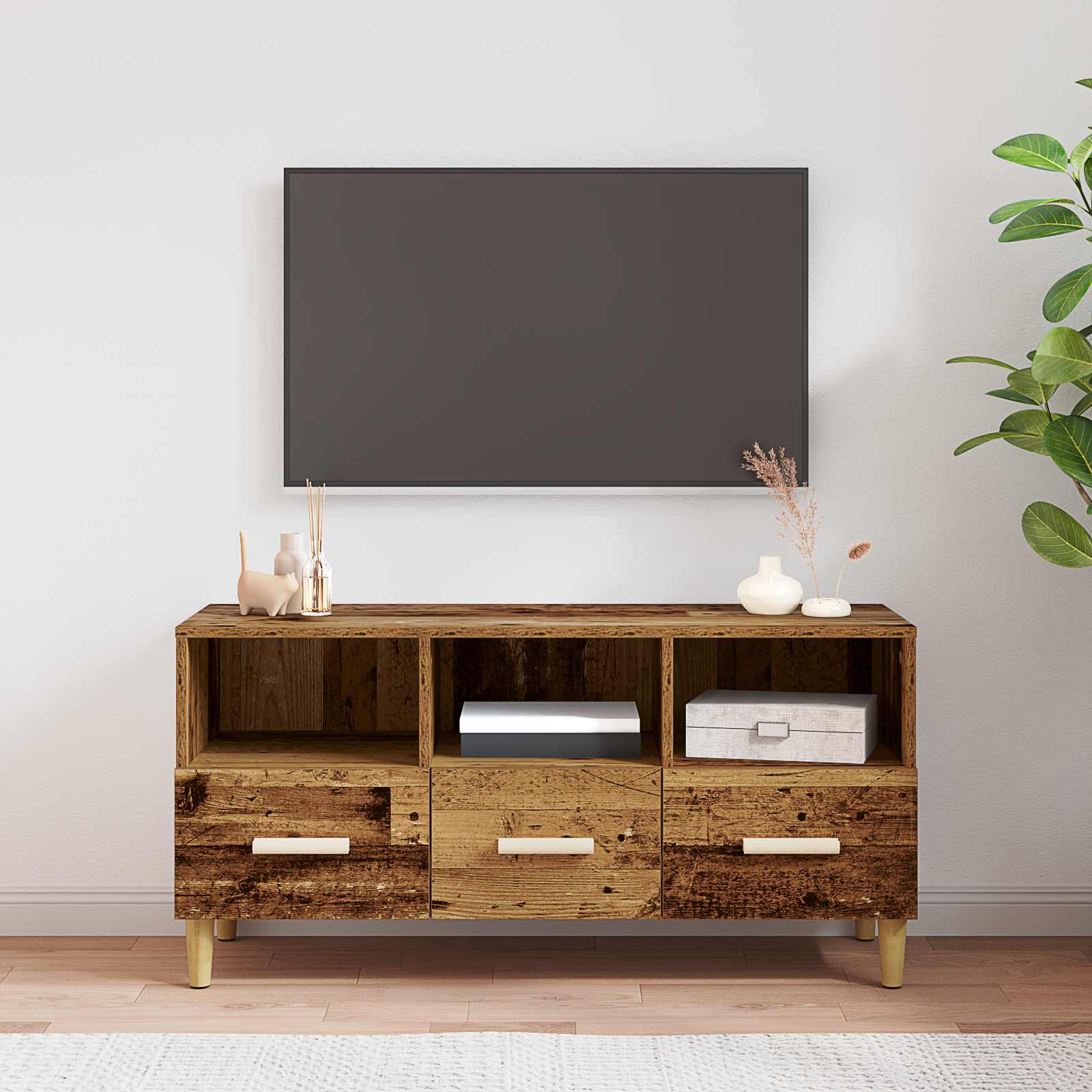 Meuble TV Bois ancien 102 x 35,5 x 50 cm Bois d'ingénierie - XIOS