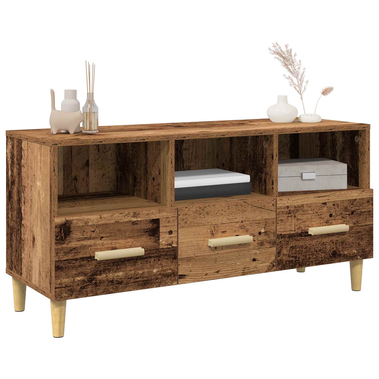 Meuble TV Bois ancien 102 x 35,5 x 50 cm Bois d'ingénierie - XIOS