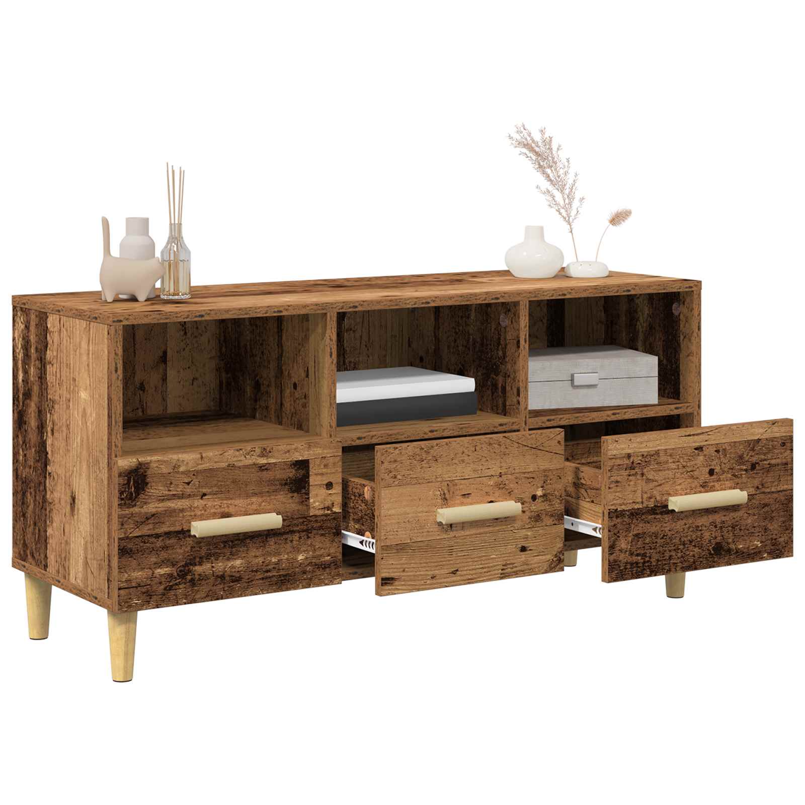 Meuble TV Bois ancien 102 x 35,5 x 50 cm Bois d'ingénierie - XIOS
