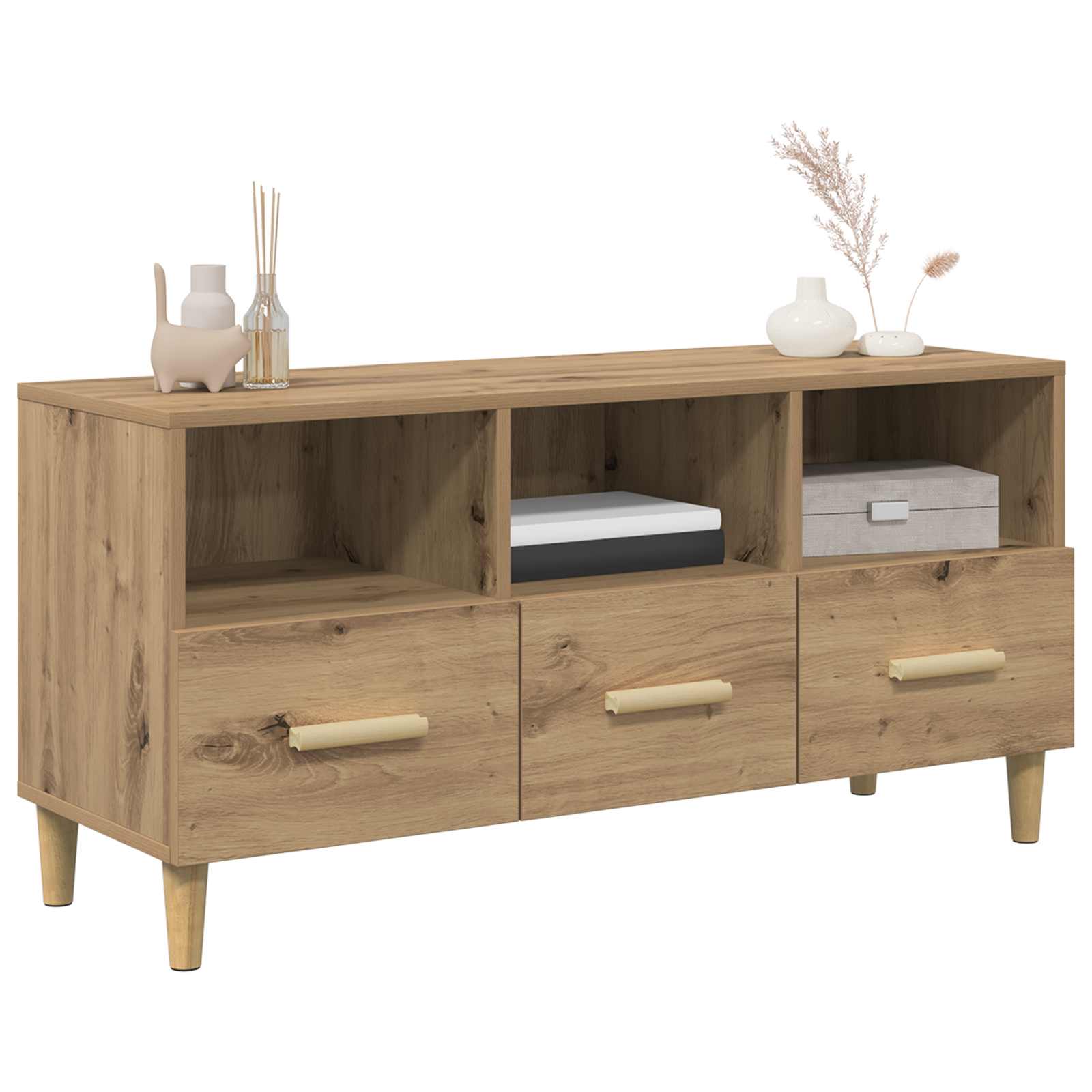 Meuble TV Chêne artisan 102 x 35,5 x 50 cm Bois d'ingénierie - XIOS