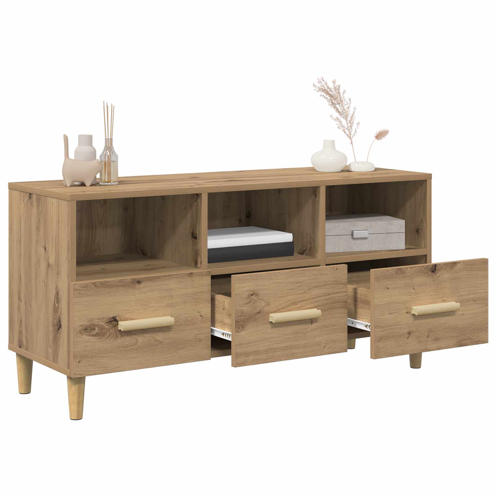 Meuble TV Chêne artisan 102 x 35,5 x 50 cm Bois d'ingénierie - XIOS
