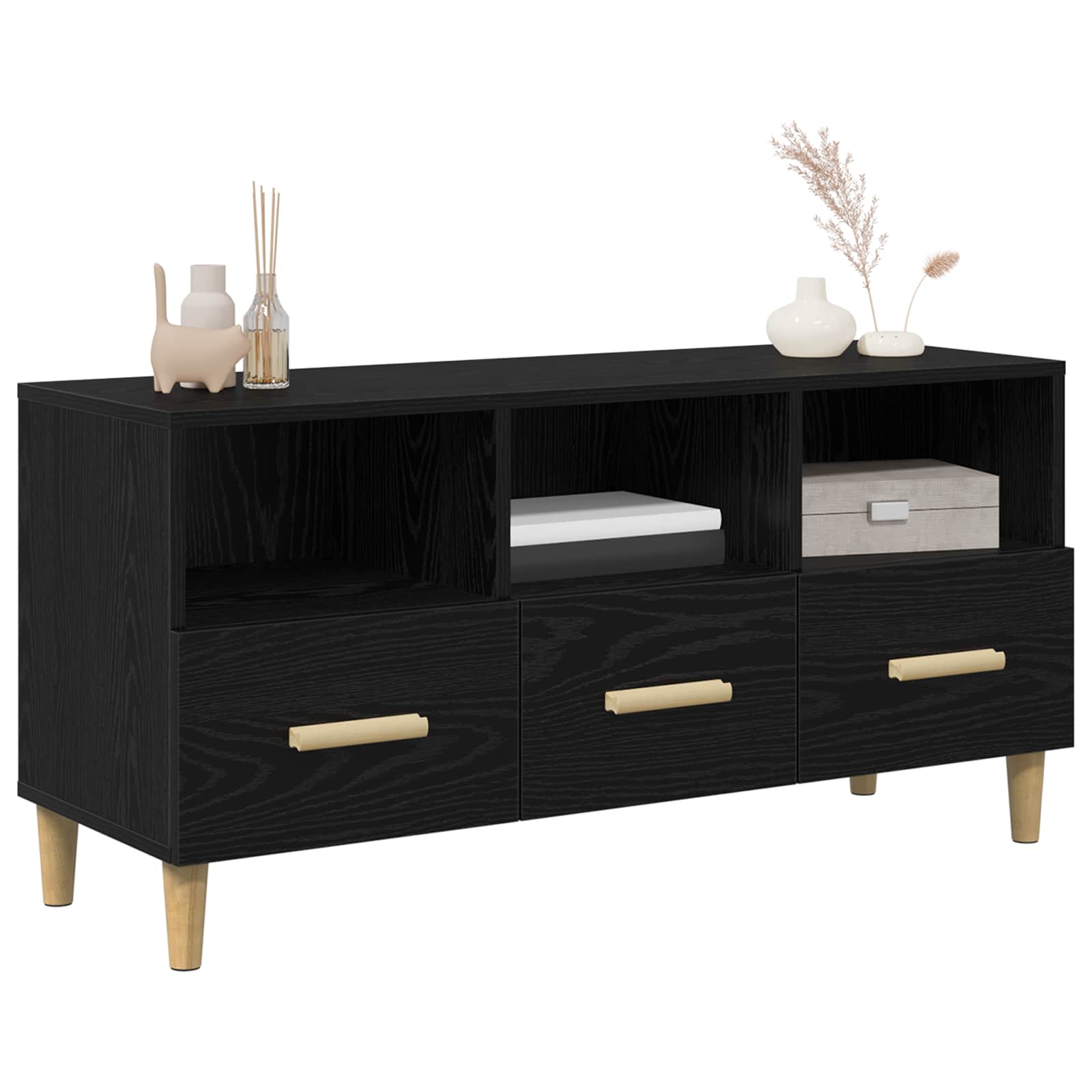 Meuble TV Chêne noir 102 x 35,5 x 50 cm Bois d'ingénierie - XIOS