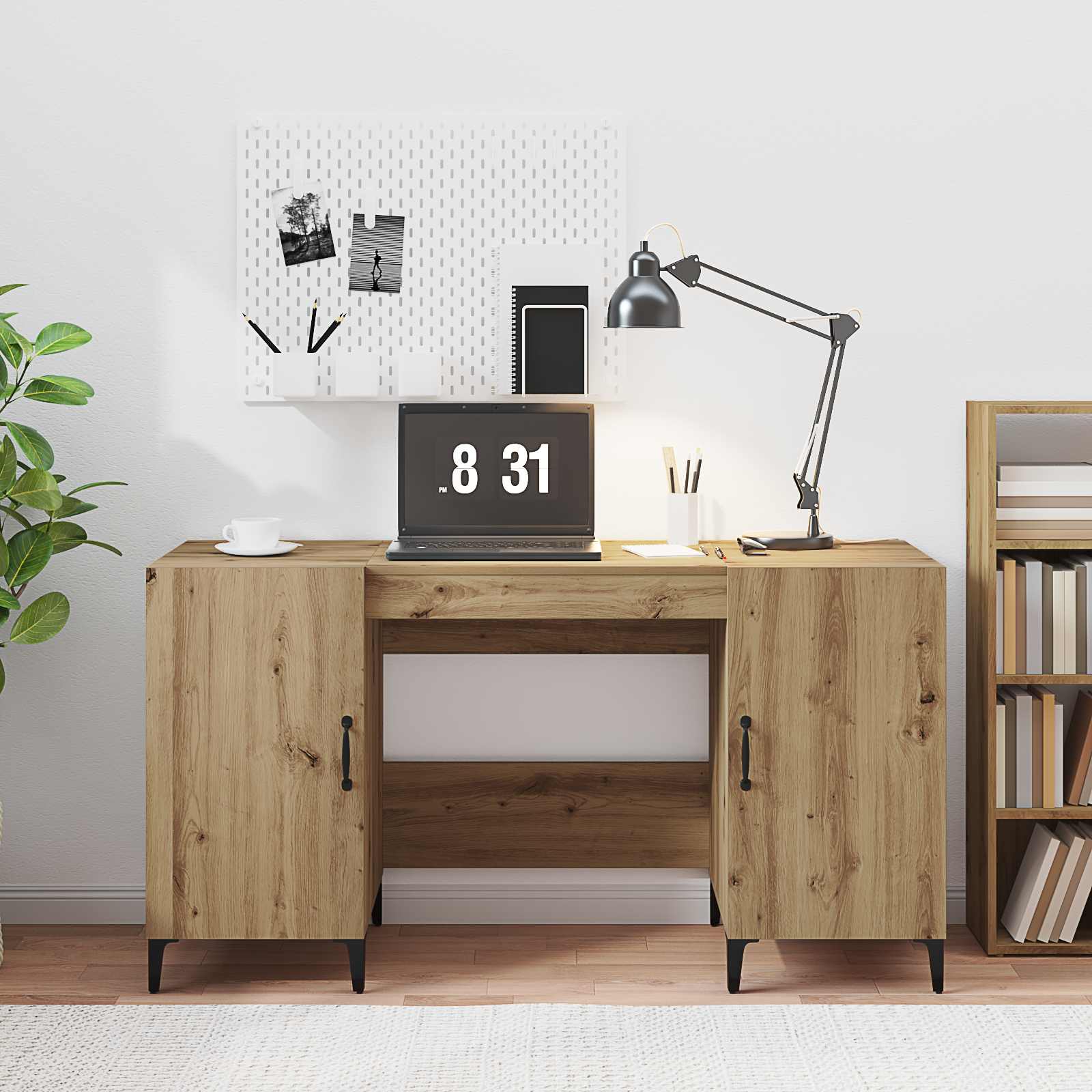 Bureau Chêne artisan 140 x 50 x 75 cm Bois d'ingénierie - XIOS