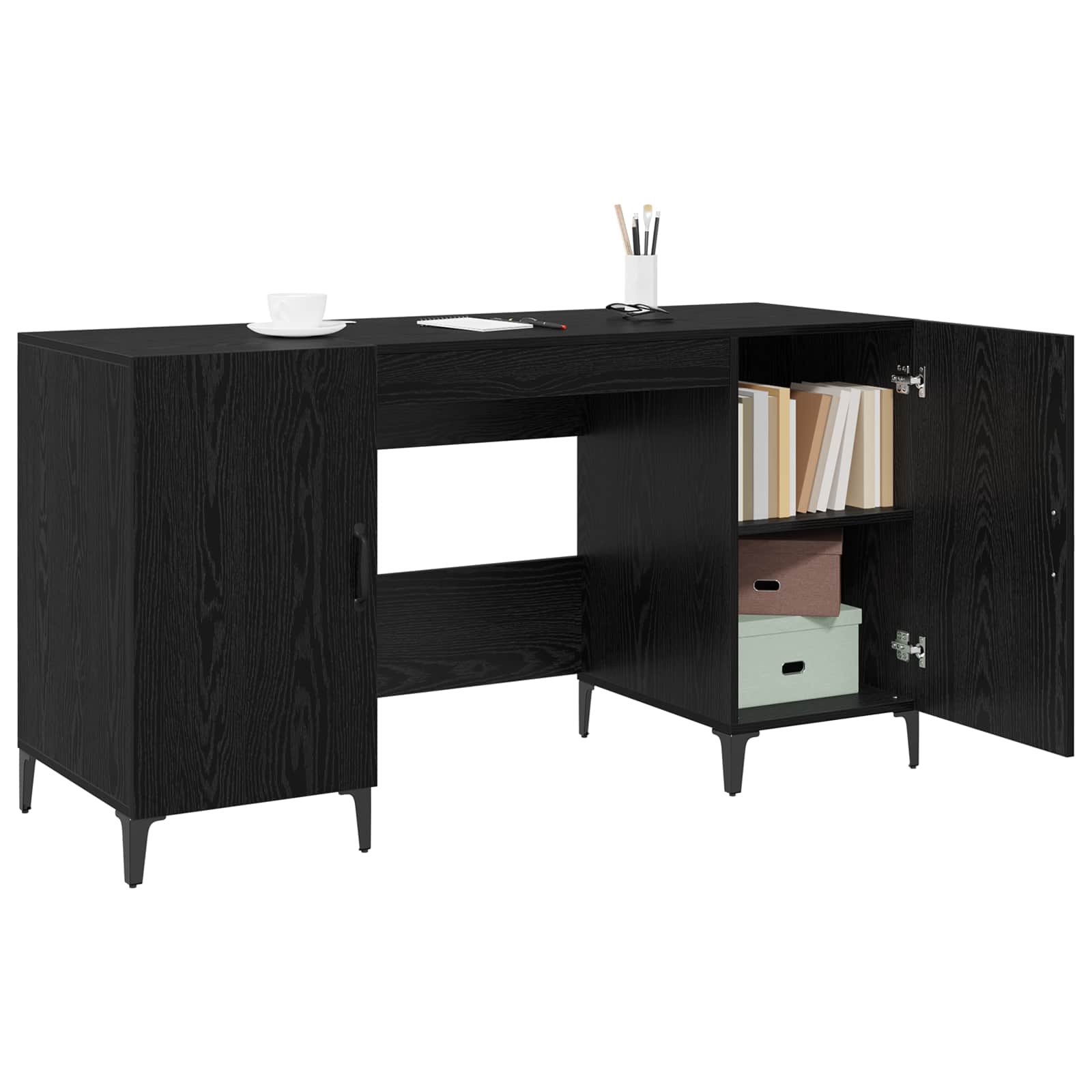 Bureau avec porte Chêne noir 140 x 50 x 75 cm Bois d'ingénierie - XIOS