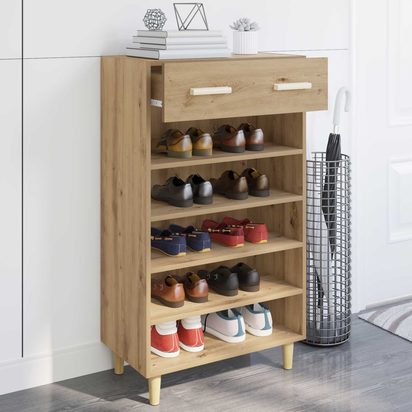 Cabinet à chaussures avec tiroir Chêne artisan 60 x 35 x 105 cm - XIOS