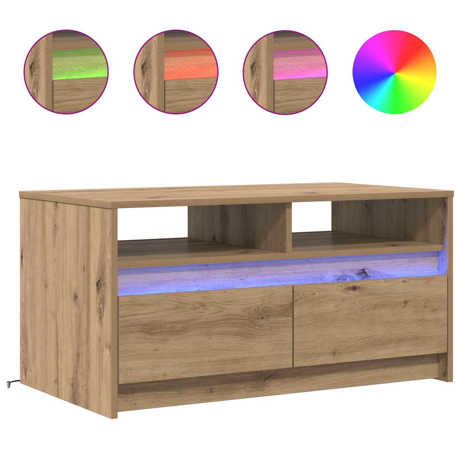 Table basse Chêne artisan 90 x 50 x 45 cm Bois d'ingénierie - XIOS