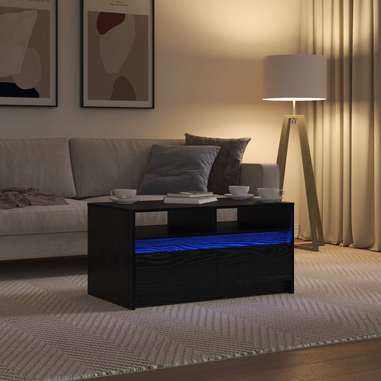 Table basse Chêne noir 90 x 50 x 45 cm Bois d'ingénierie - XIOS