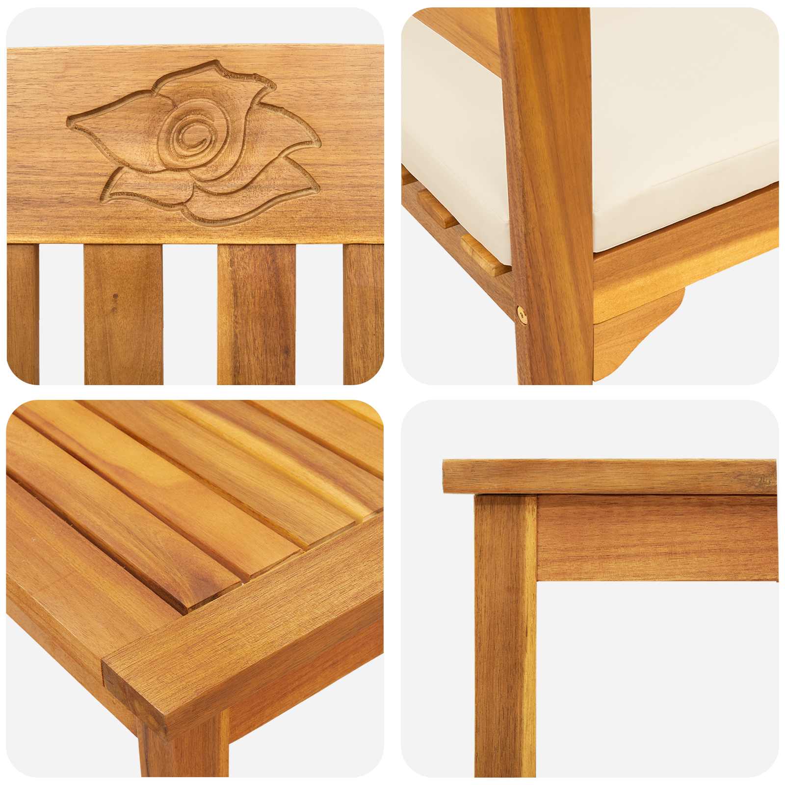 Ensemble de salon Rose de jardin 4 pcs Bois d'Acacia Massif - XIOS