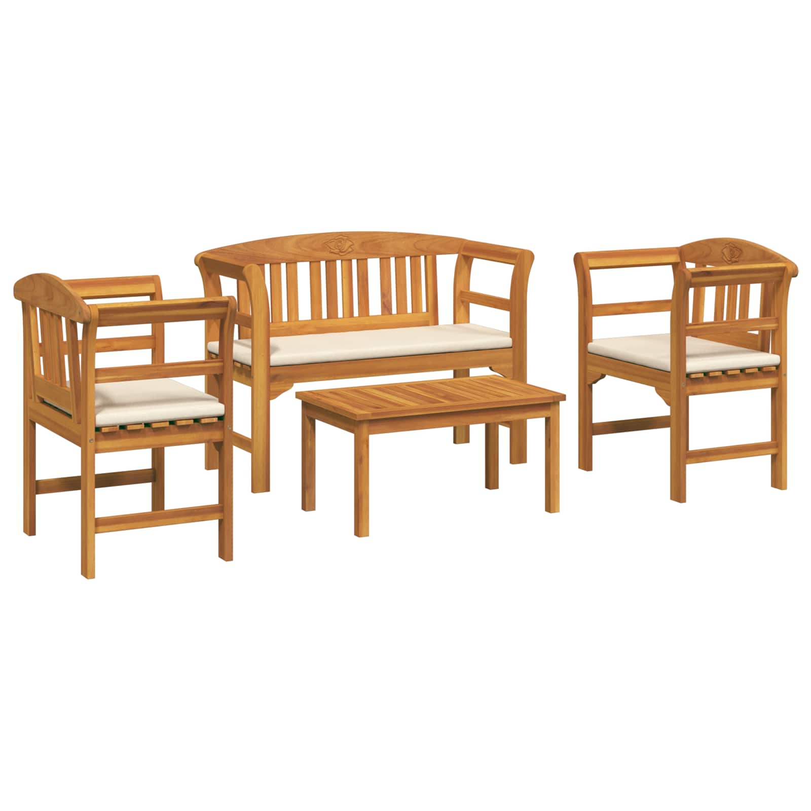 Ensemble de salon Rose de jardin 4 pcs Bois d'Acacia Massif - XIOS