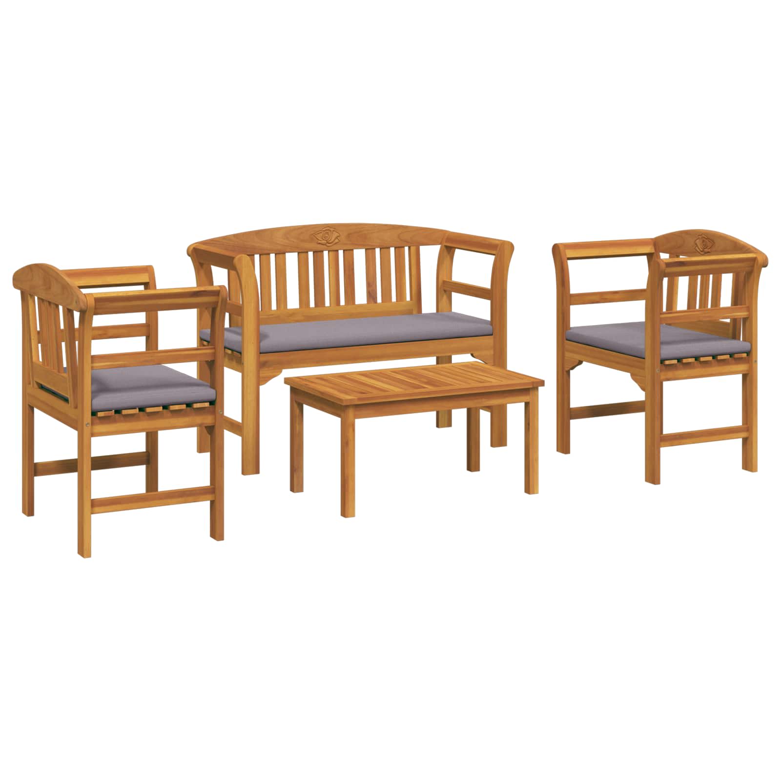 Ensemble de salon Rose de jardin 4 pcs Bois d'Acacia Massif - XIOS