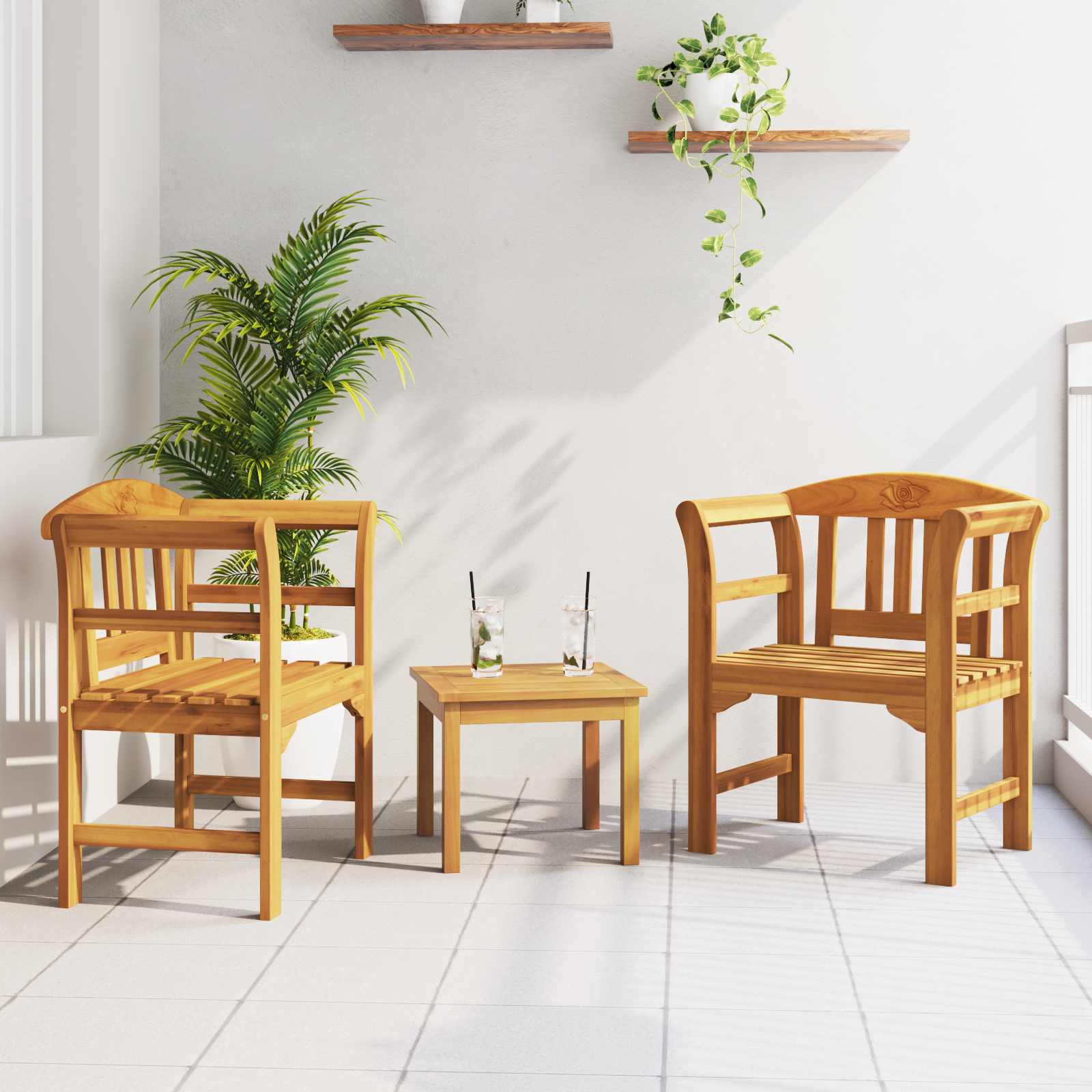 Ensemble de salon Rose de jardin 3 pcs Bois d'Acacia Massif - XIOS