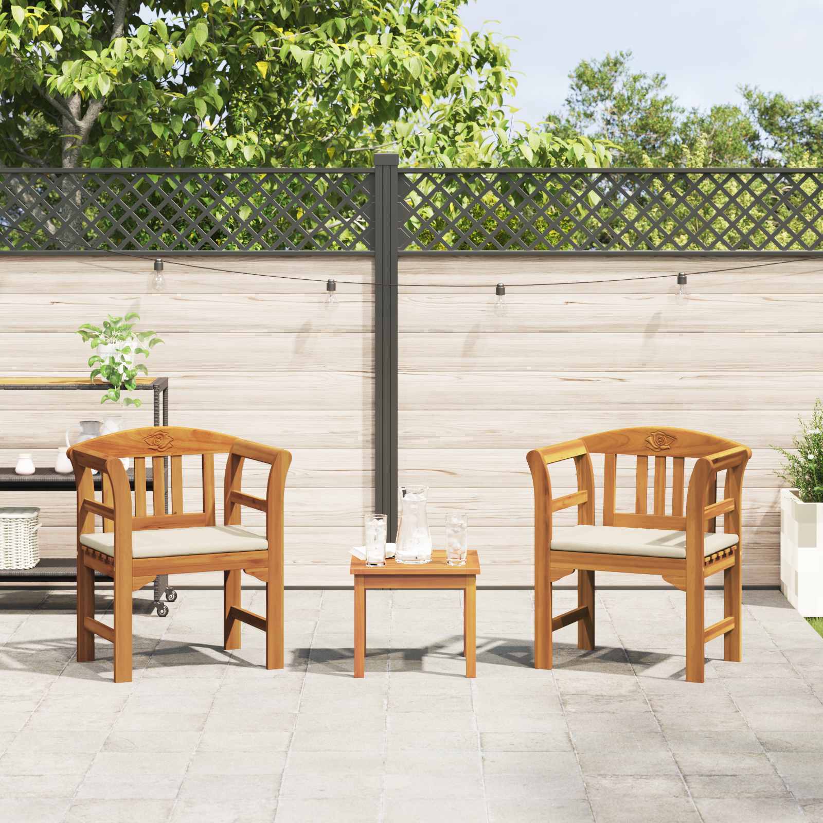 Ensemble de salon Rose de jardin 3 pcs Bois d'Acacia Massif - XIOS
