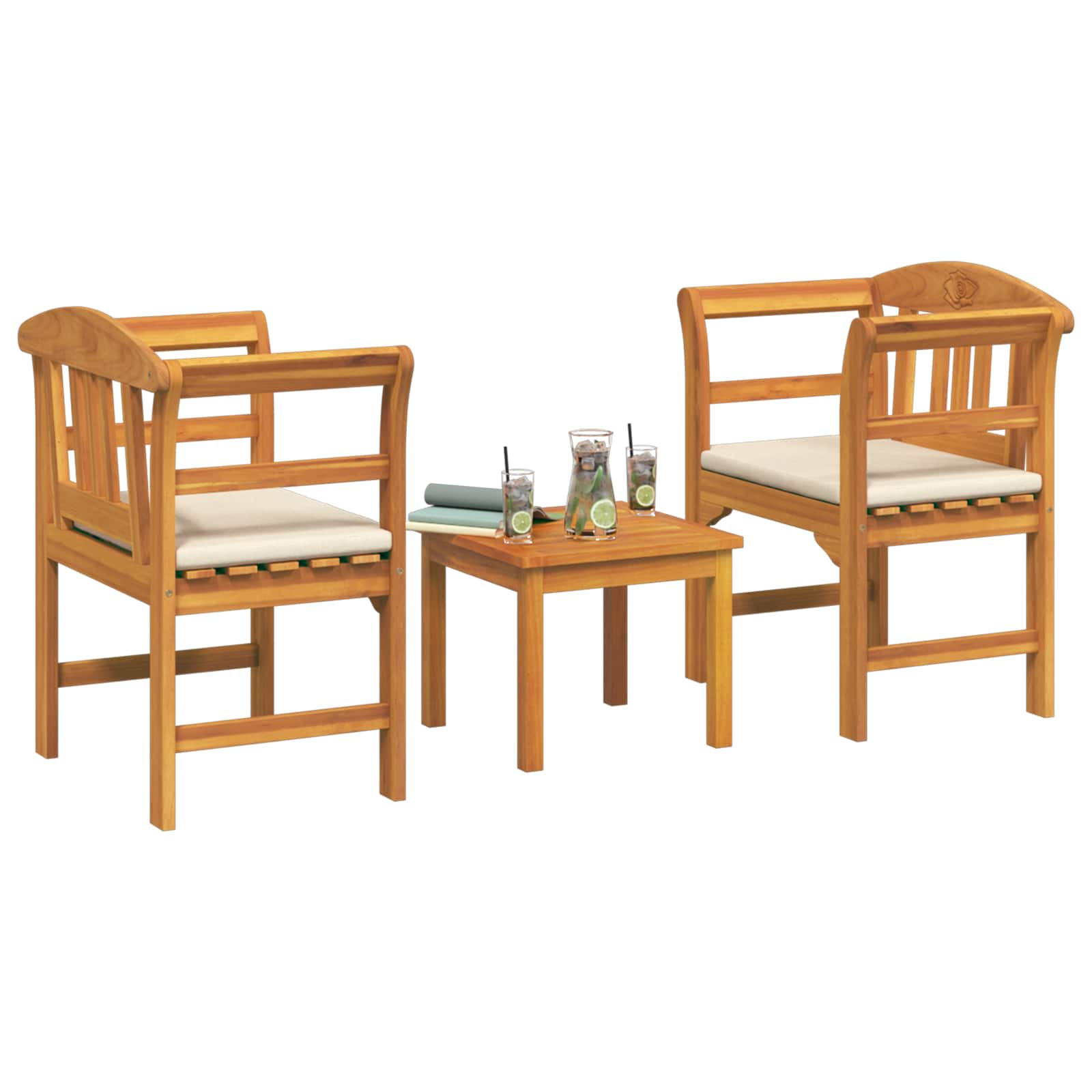 Ensemble de salon Rose de jardin 3 pcs Bois d'Acacia Massif - XIOS