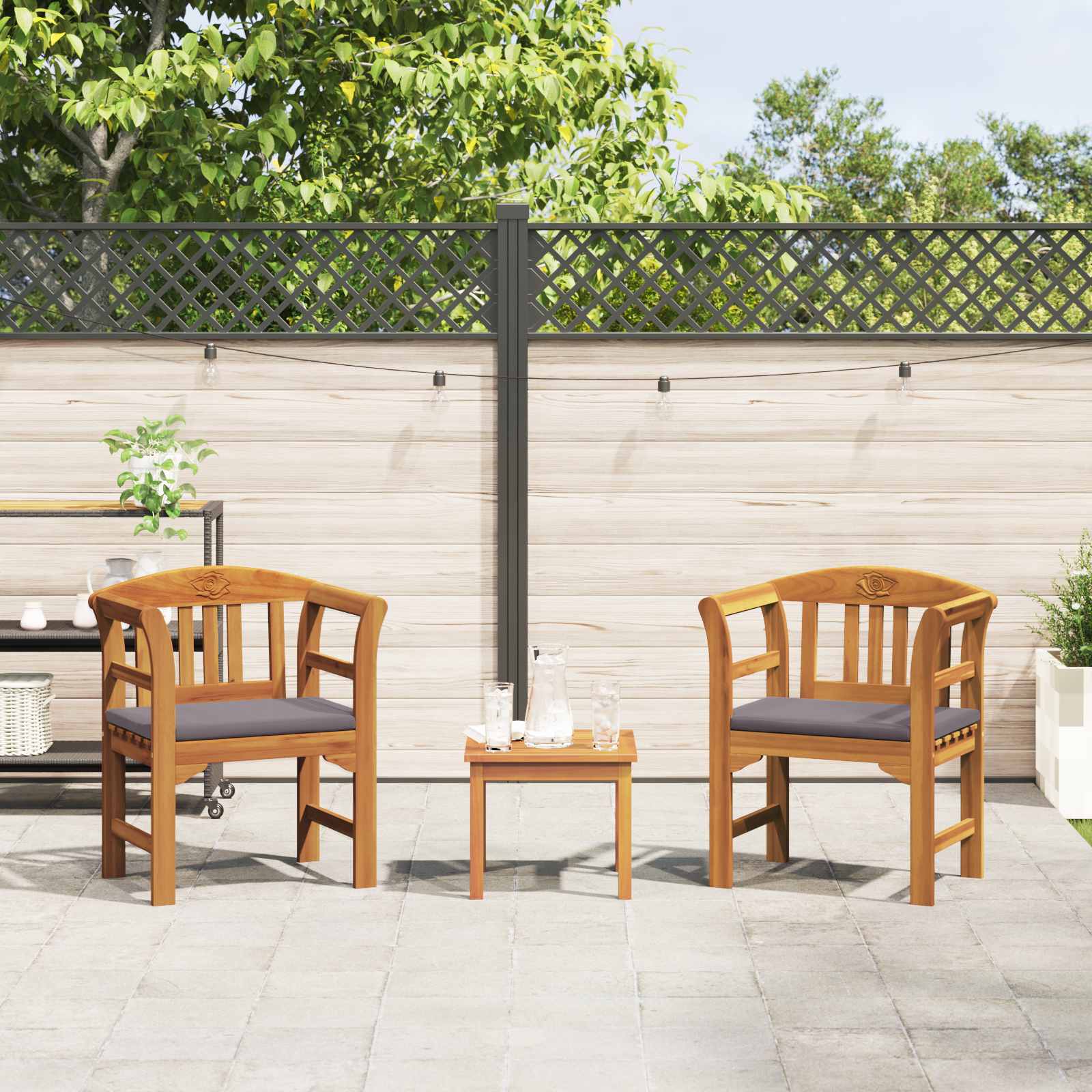 Ensemble de salon Rose de jardin 3 pcs Bois d'Acacia Massif - XIOS