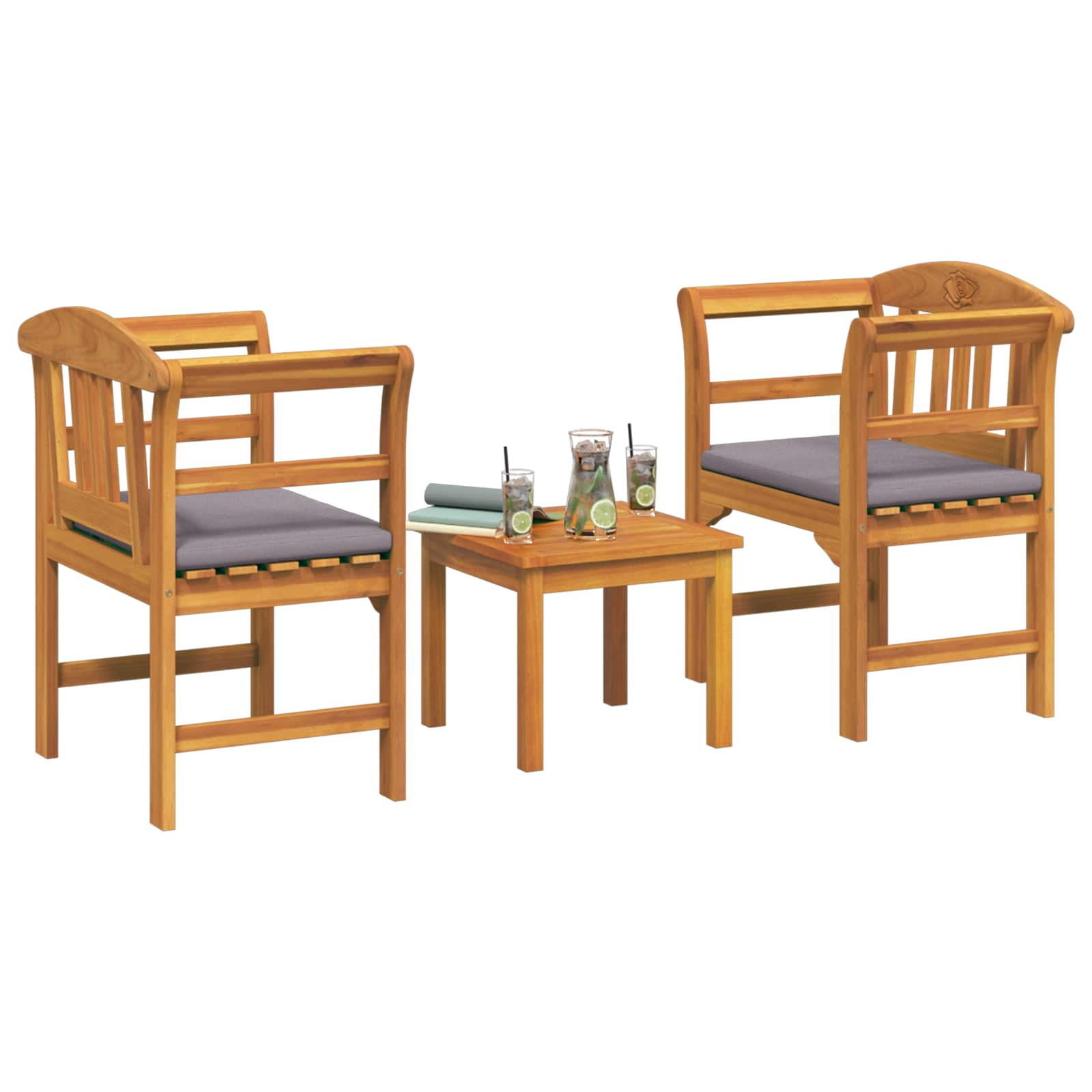 Ensemble de salon Rose de jardin 3 pcs Bois d'Acacia Massif - XIOS