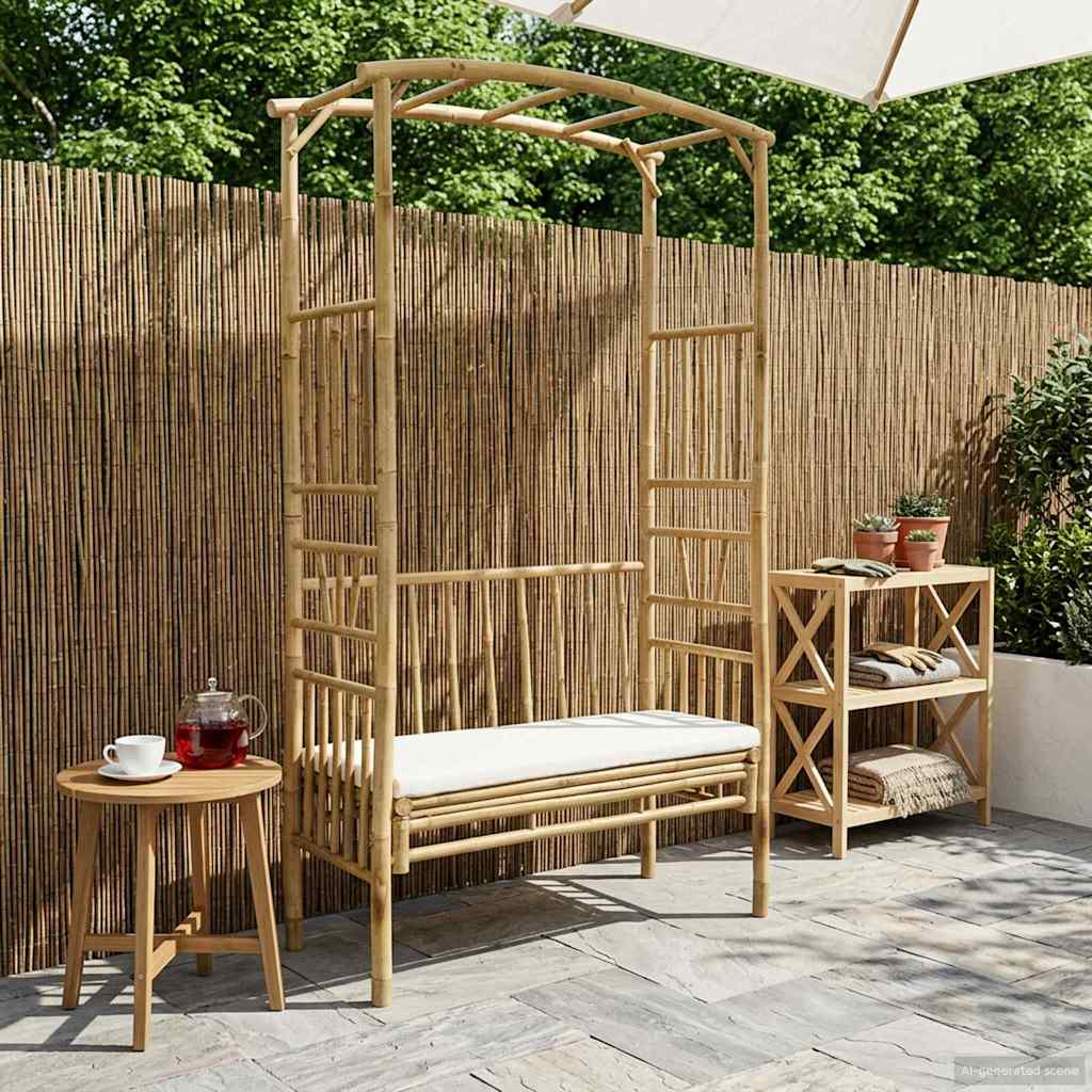 Arche de jardin avec banc Crème blanc 115 x 50 x 205 cm Bambou - XIOS