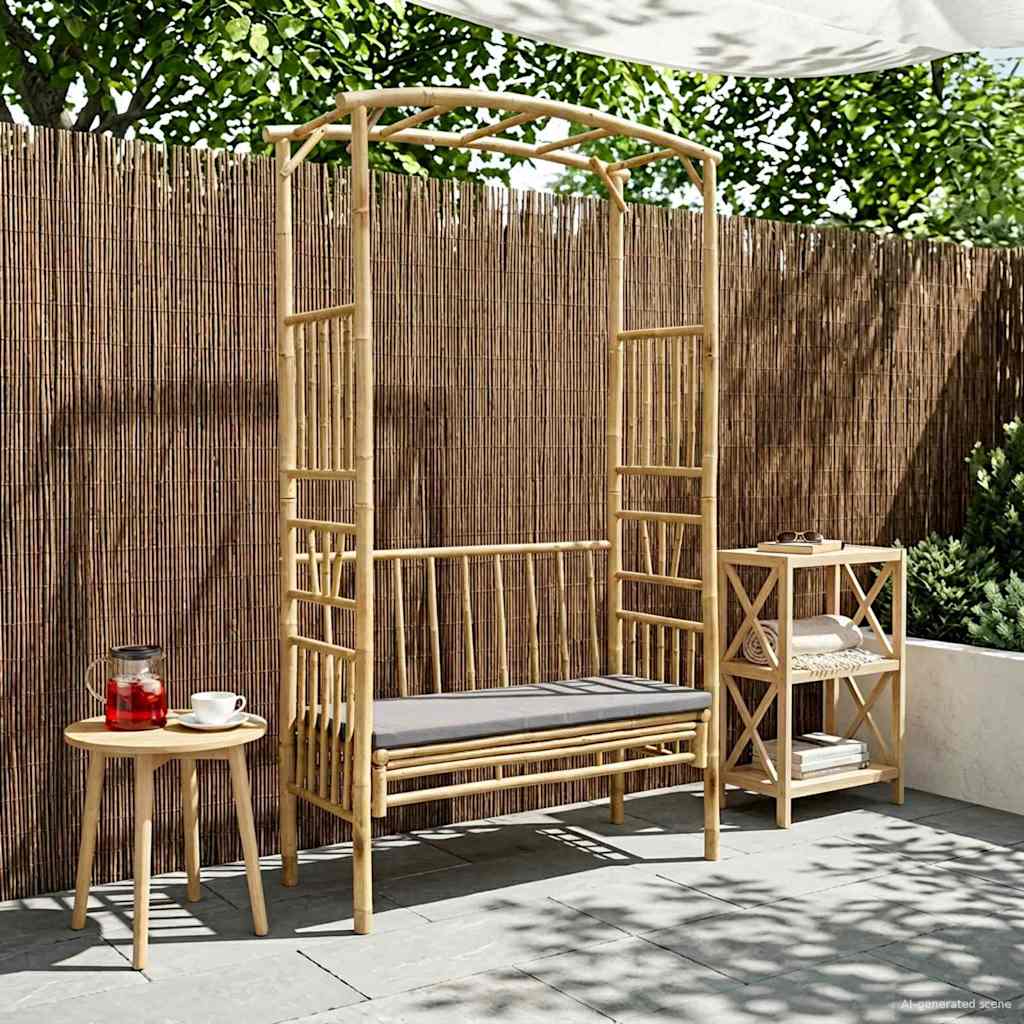 Arche de jardin avec banc Gris foncé 115 x 50 x 205 cm Bambou - XIOS