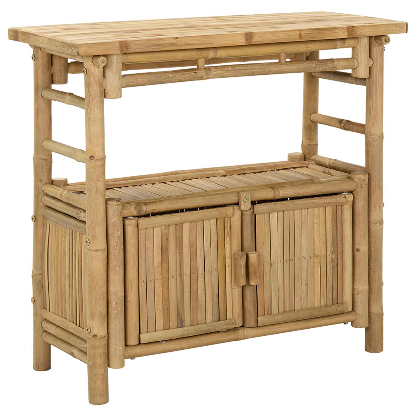 Table console avec étagère Naturel 80 x 35 x 75 cm Bambou - XIOS