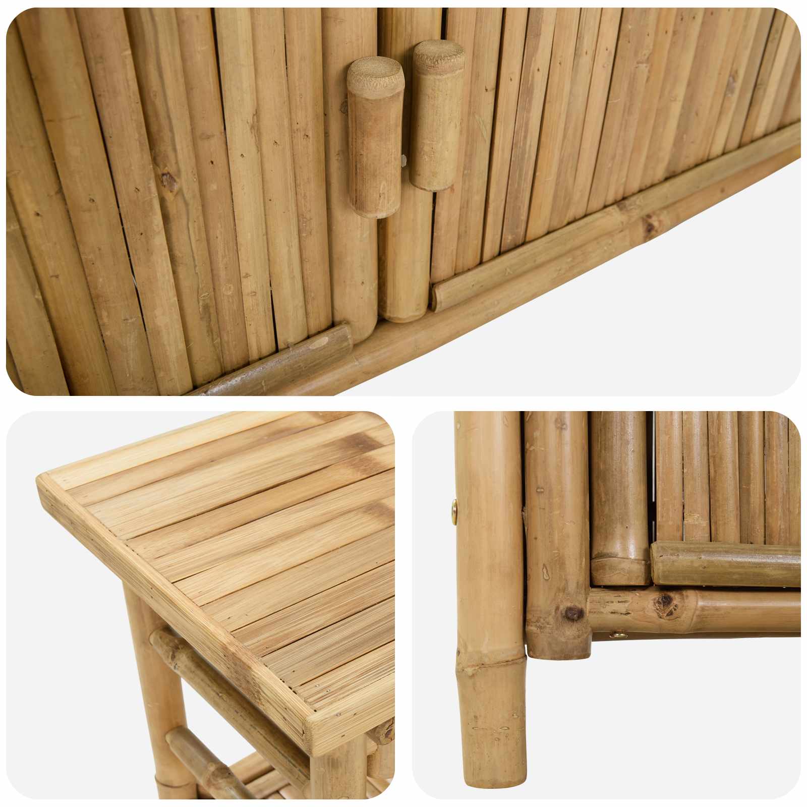 Table console avec étagère Naturel 110 x 35 x 75 cm Bambou - XIOS