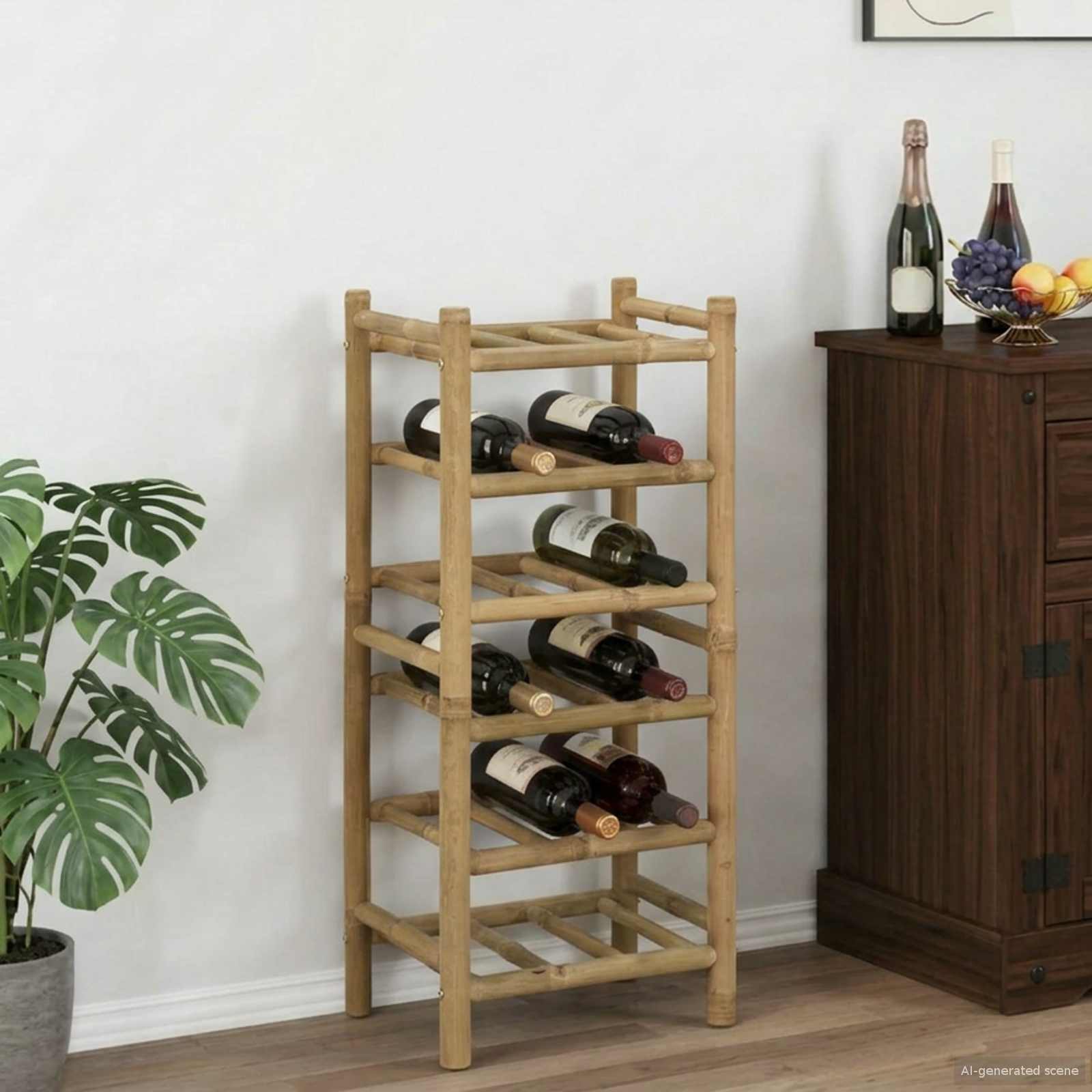 Étagère à vin Naturel 32,5 x 29,5 x 72 cm Bambou - XIOS
