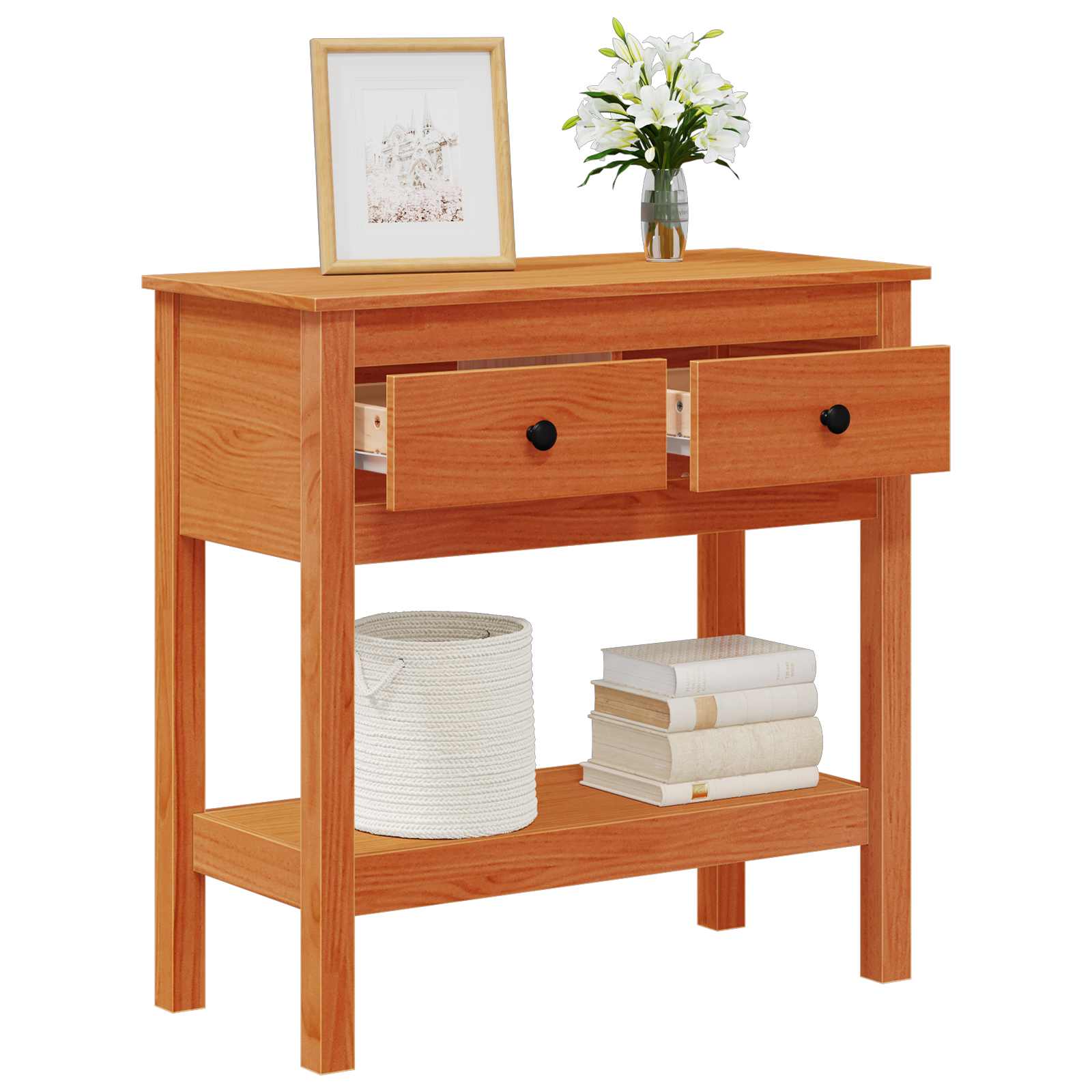 Table console Cire marron 75 x 35 x 75 cm Pin massif - XIOS