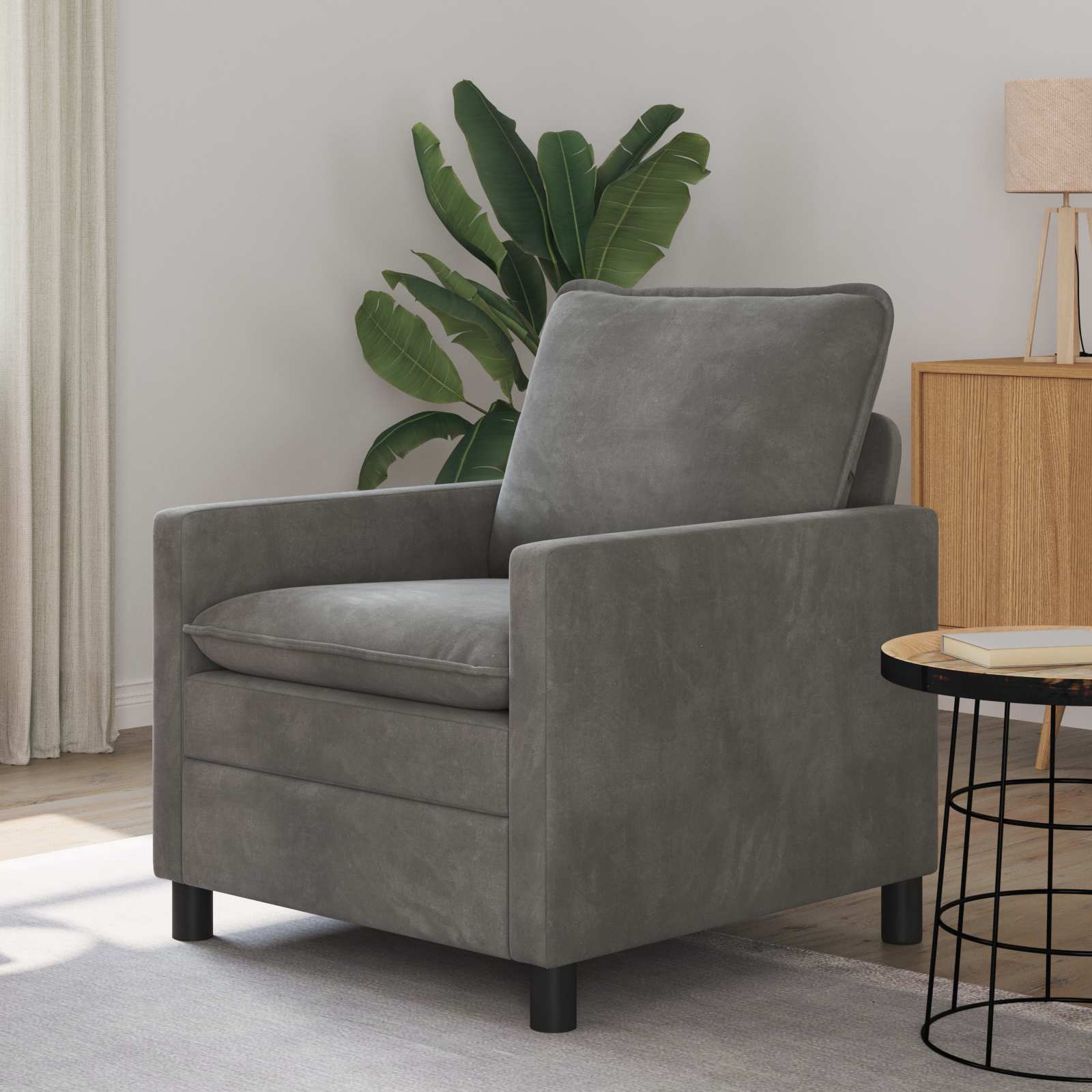 Canapé Gris foncé 76 x 81 x 87,5 cm Velours - XIOS