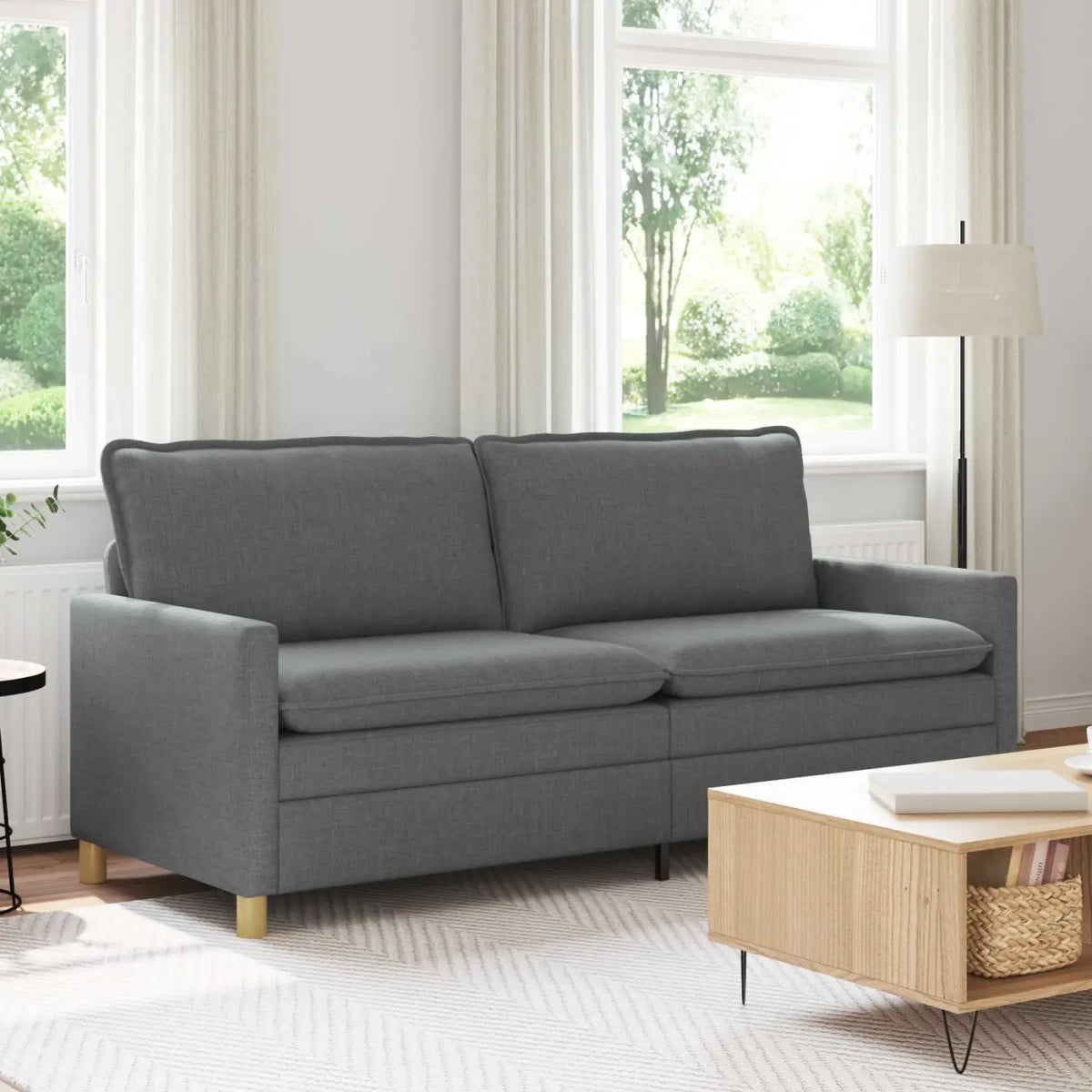 Canapé 3 place Gris foncé 196 x 81 x 87,5 cm Tissu - XIOS
