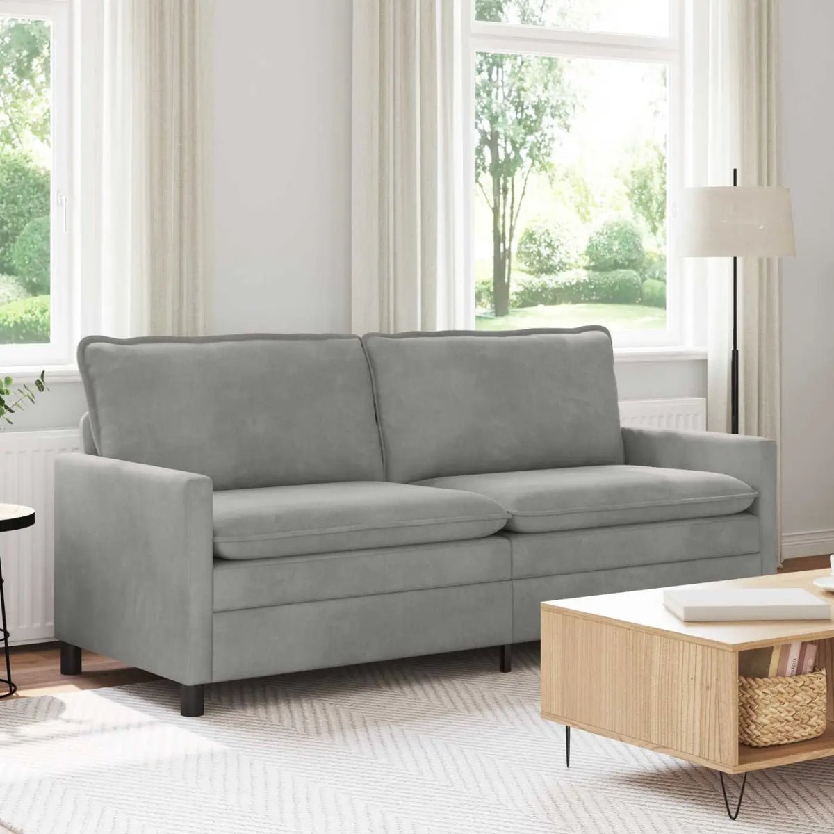 Canapé Gris clair 196 x 81 x 87,5 cm Velours - XIOS