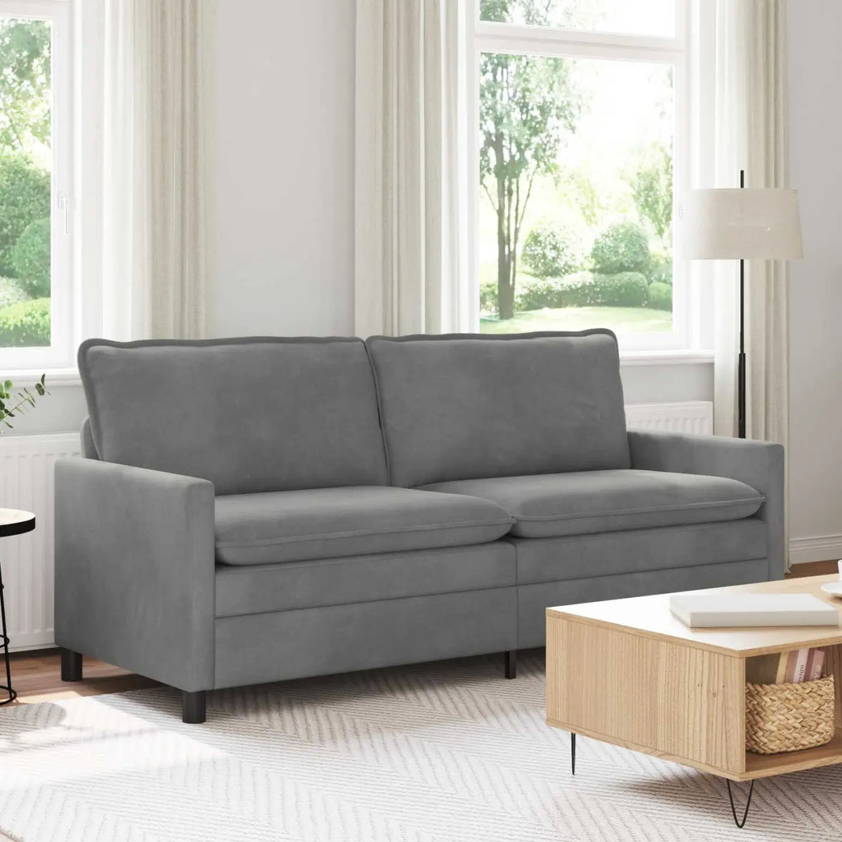 Canapé Gris foncé 196 x 81 x 87,5 cm Velours - XIOS