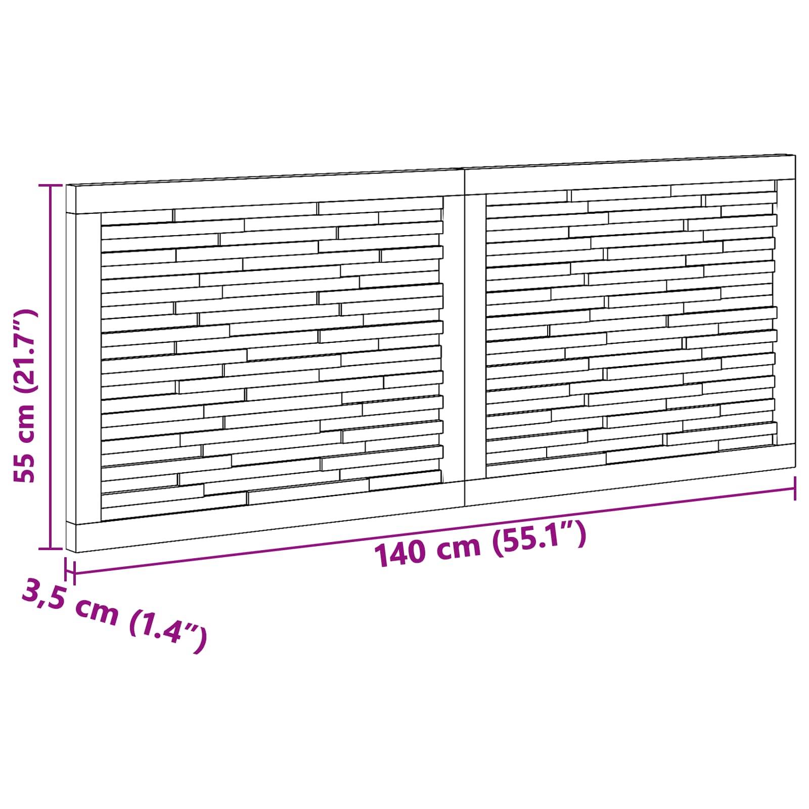 Tête de lit Montage mural Naturel 140 cm Bois de teck massif - XIOS