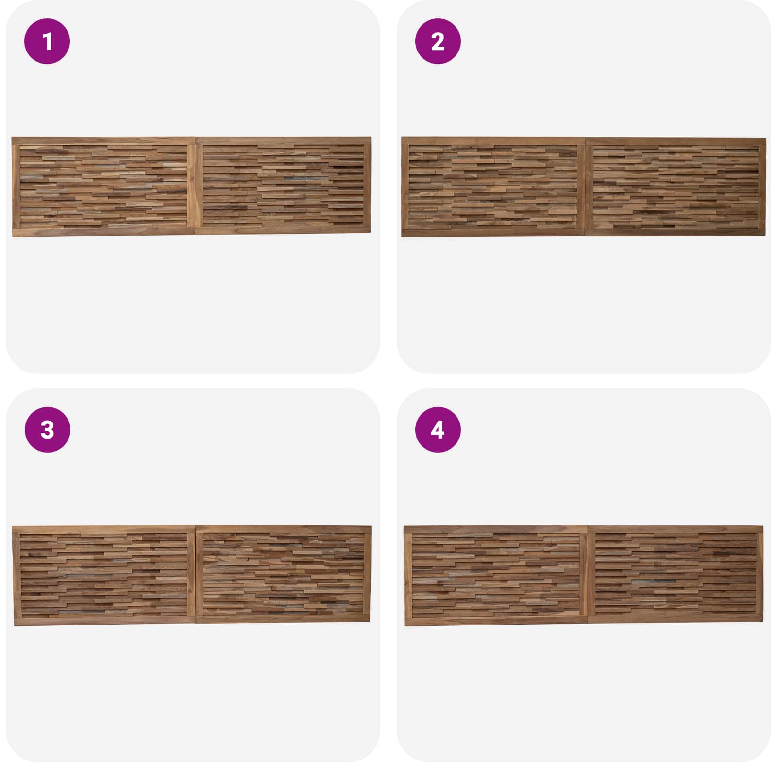 Tête de lit Montage mural Naturel 200 cm Bois de teck massif - XIOS