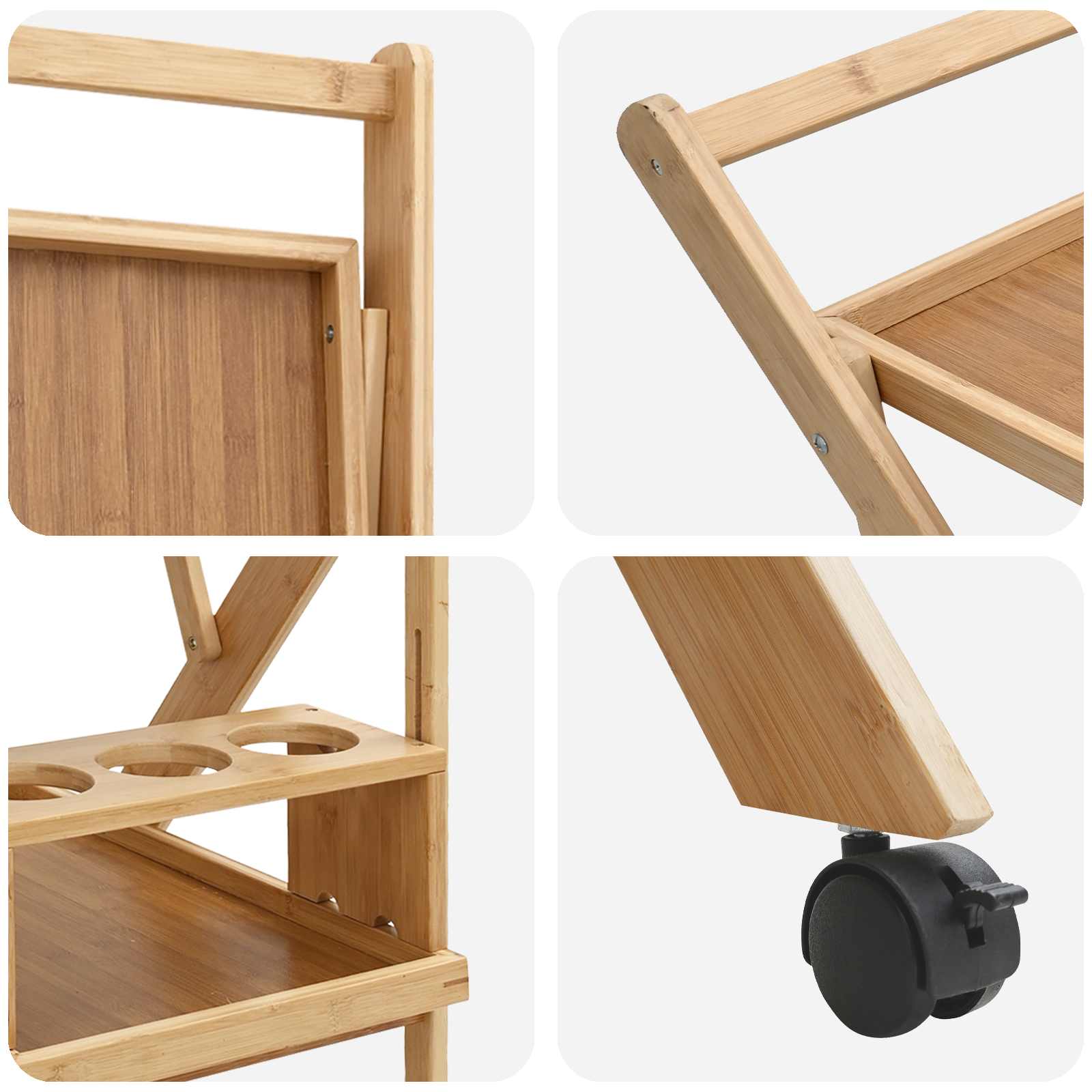 Chariot de Cuisine avec Roues Marron Clair 65 x 40,5 x 76,5 cm - XIOS
