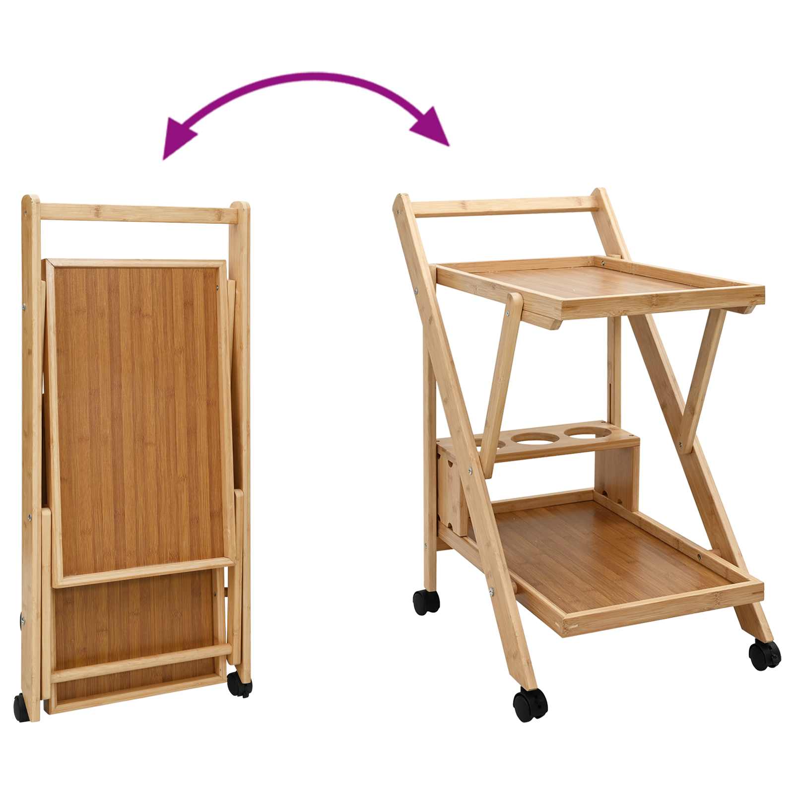 Chariot de Cuisine avec Roues Marron Clair 65 x 40,5 x 76,5 cm - XIOS