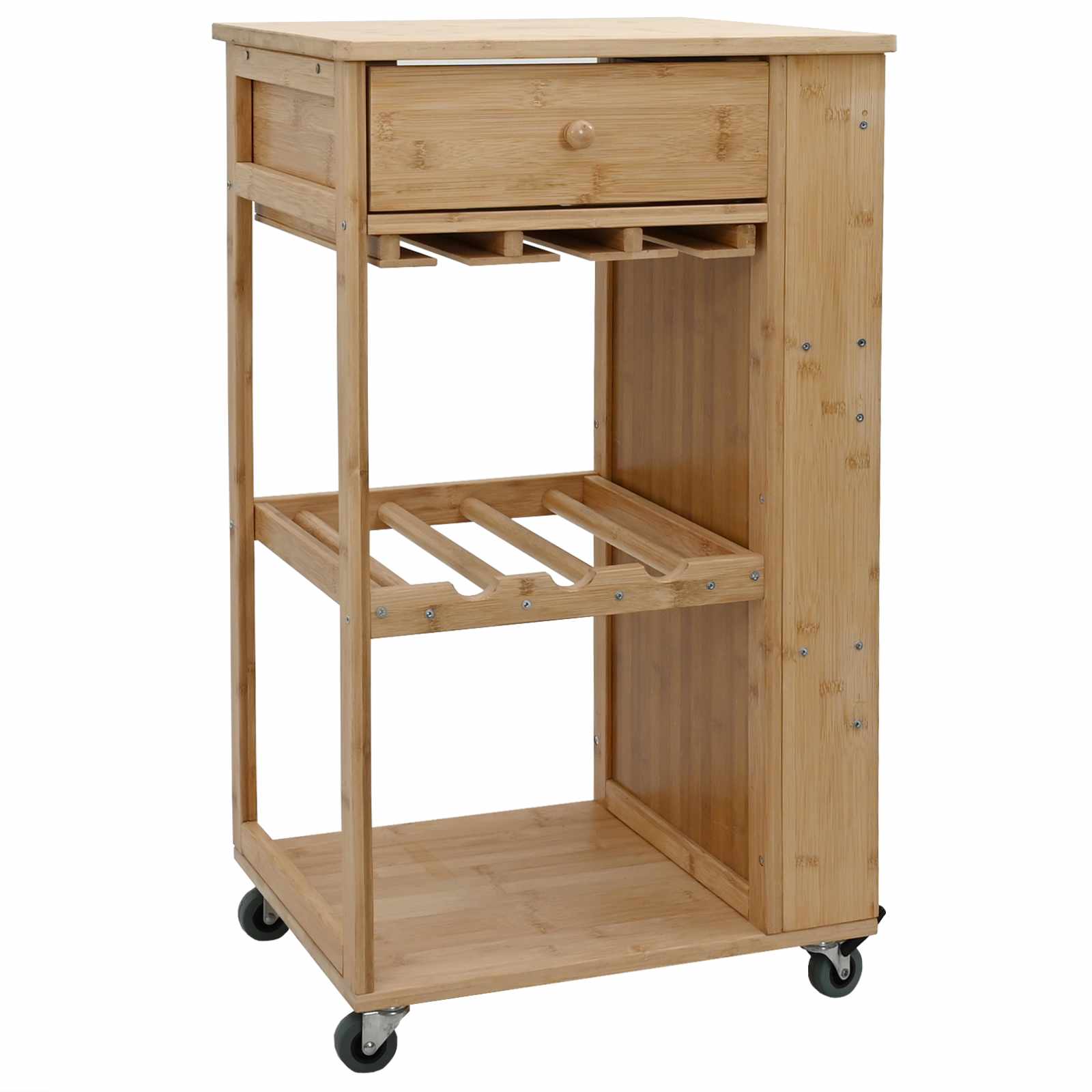Chariot de Cuisine avec Roues Naturel 47,5 x 36 x 83 cm Bambou - XIOS