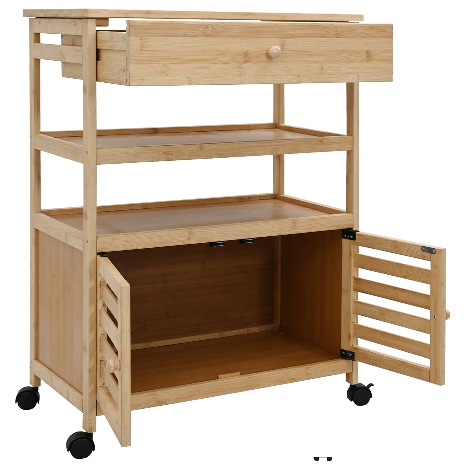 Chariot de Cuisine avec Roues Naturel 59,5 x 36 x 82 cm Bambou - XIOS