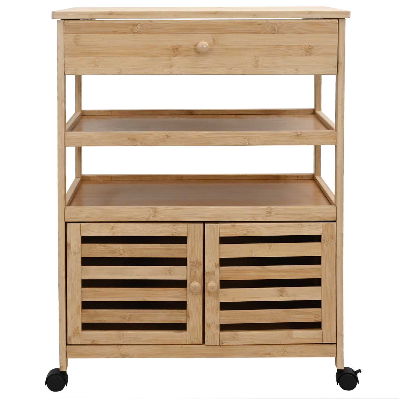 Chariot de Cuisine avec Roues Naturel 59,5 x 36 x 82 cm Bambou - XIOS