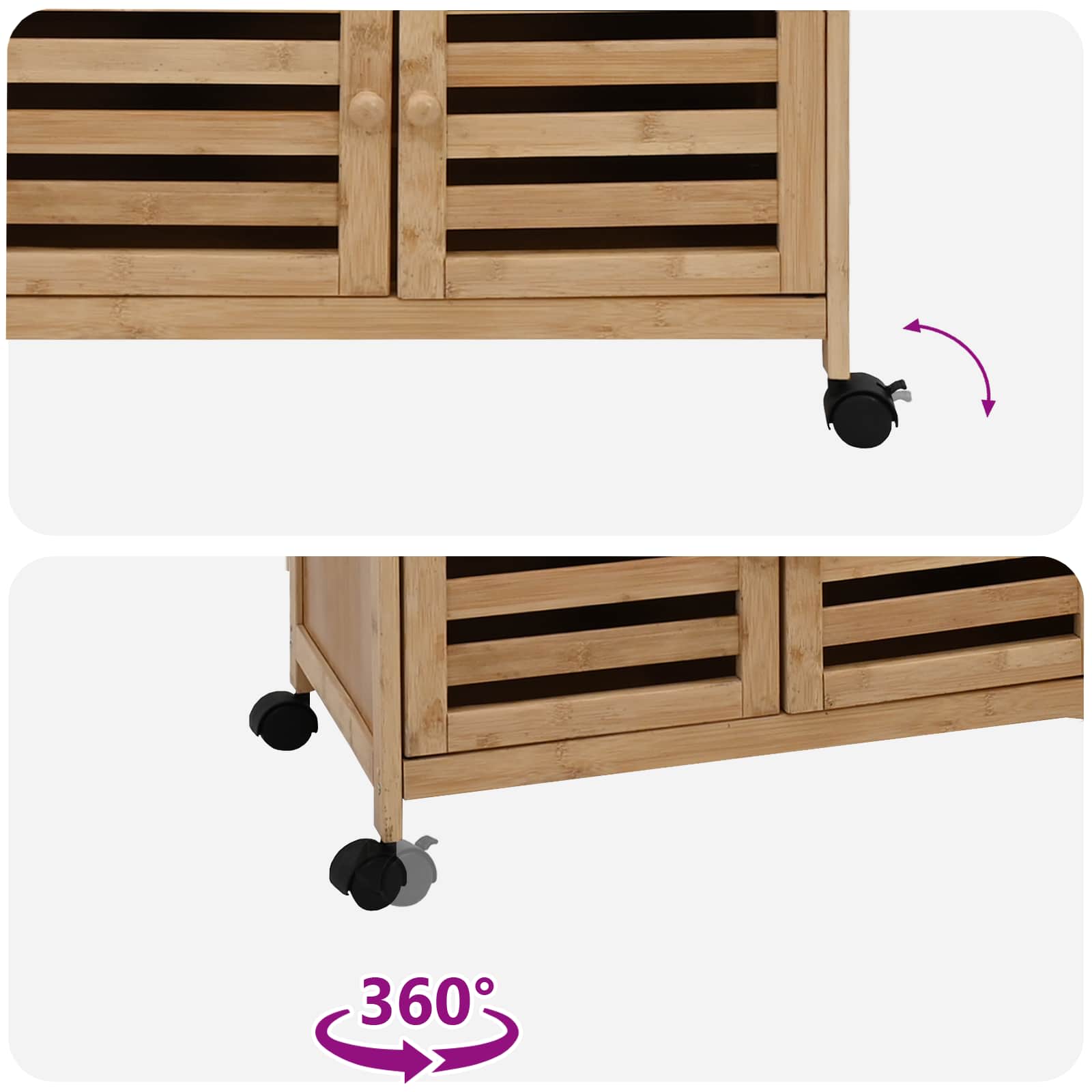 Chariot de Cuisine avec Roues Naturel 59,5 x 36 x 82 cm Bambou - XIOS