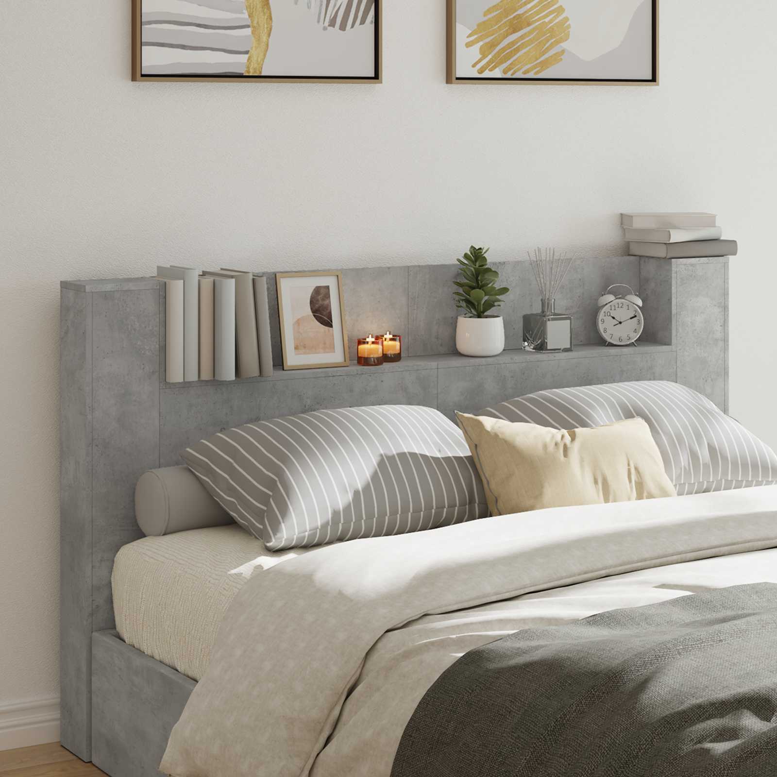 Tête de lit Gris béton 180 x 16,5 x 103,5 cm Bois d'ingénierie - XIOS