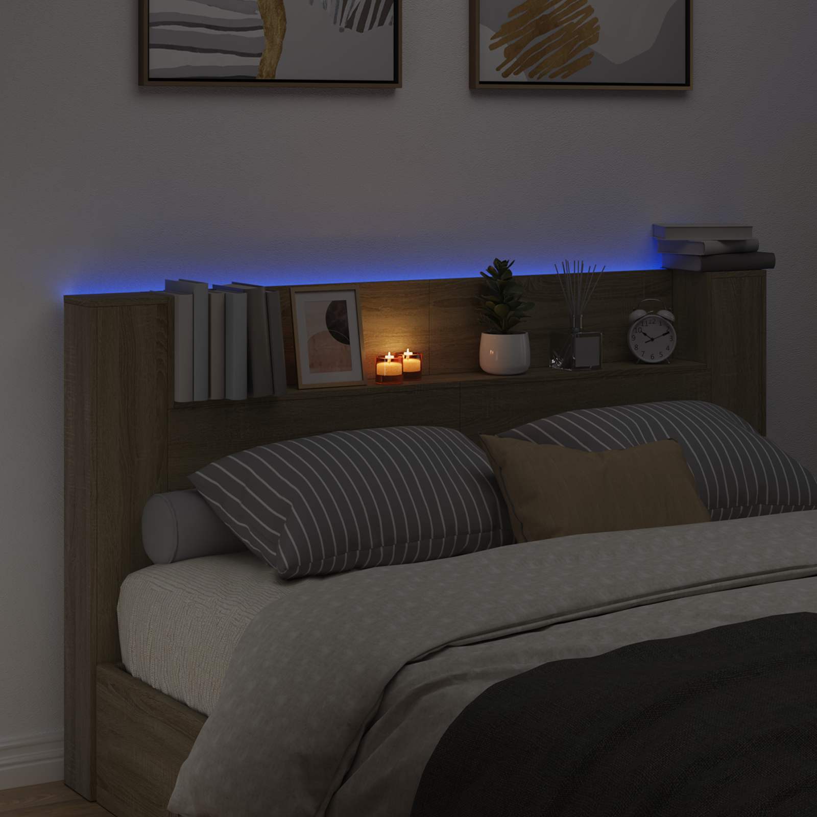 Tête de lit avec étagère Chêne Sonoma 180 x 16,5 x 103,5 cm - XIOS