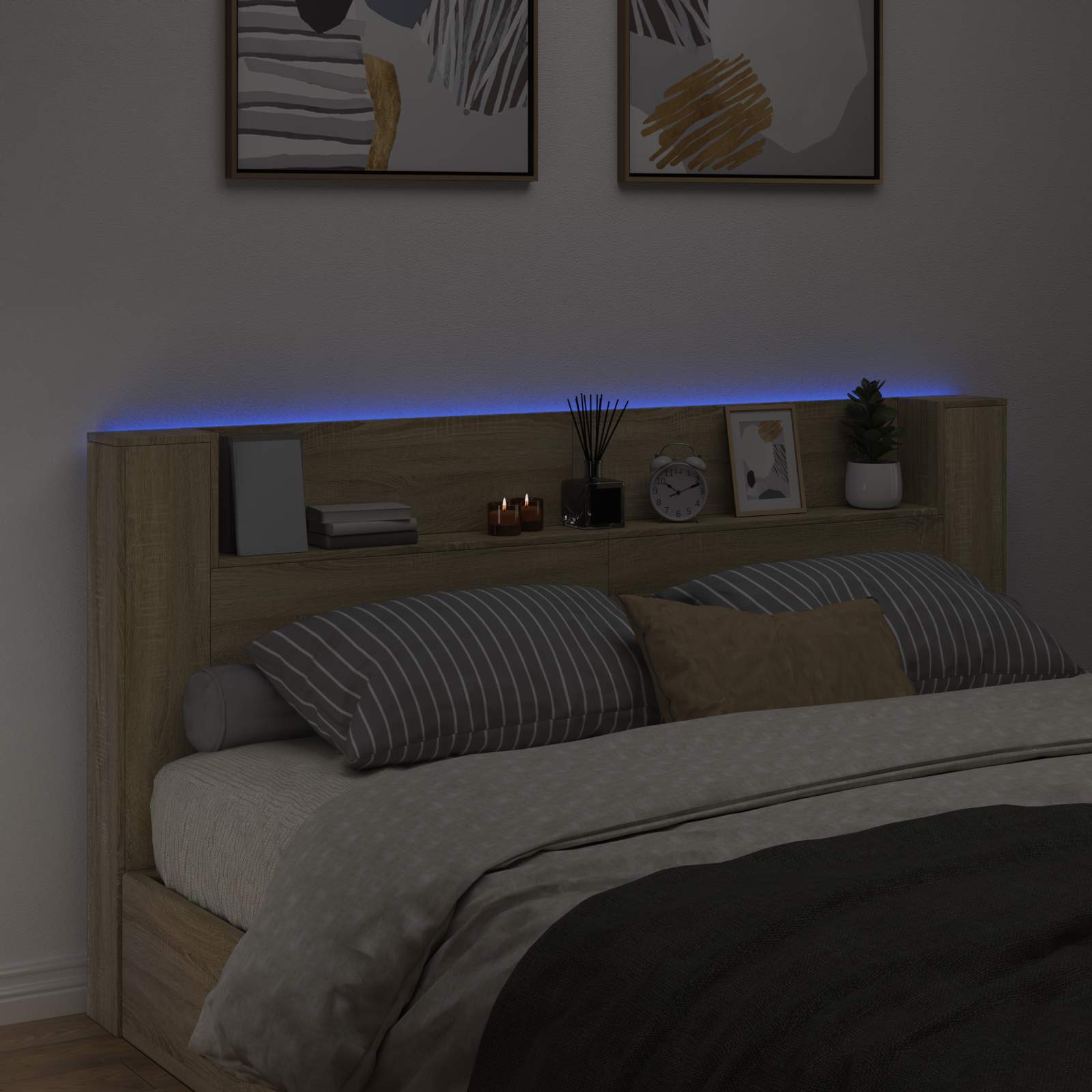Tête de lit avec étagère Chêne Sonoma 200 x 16,5 x 103,5 cm - XIOS