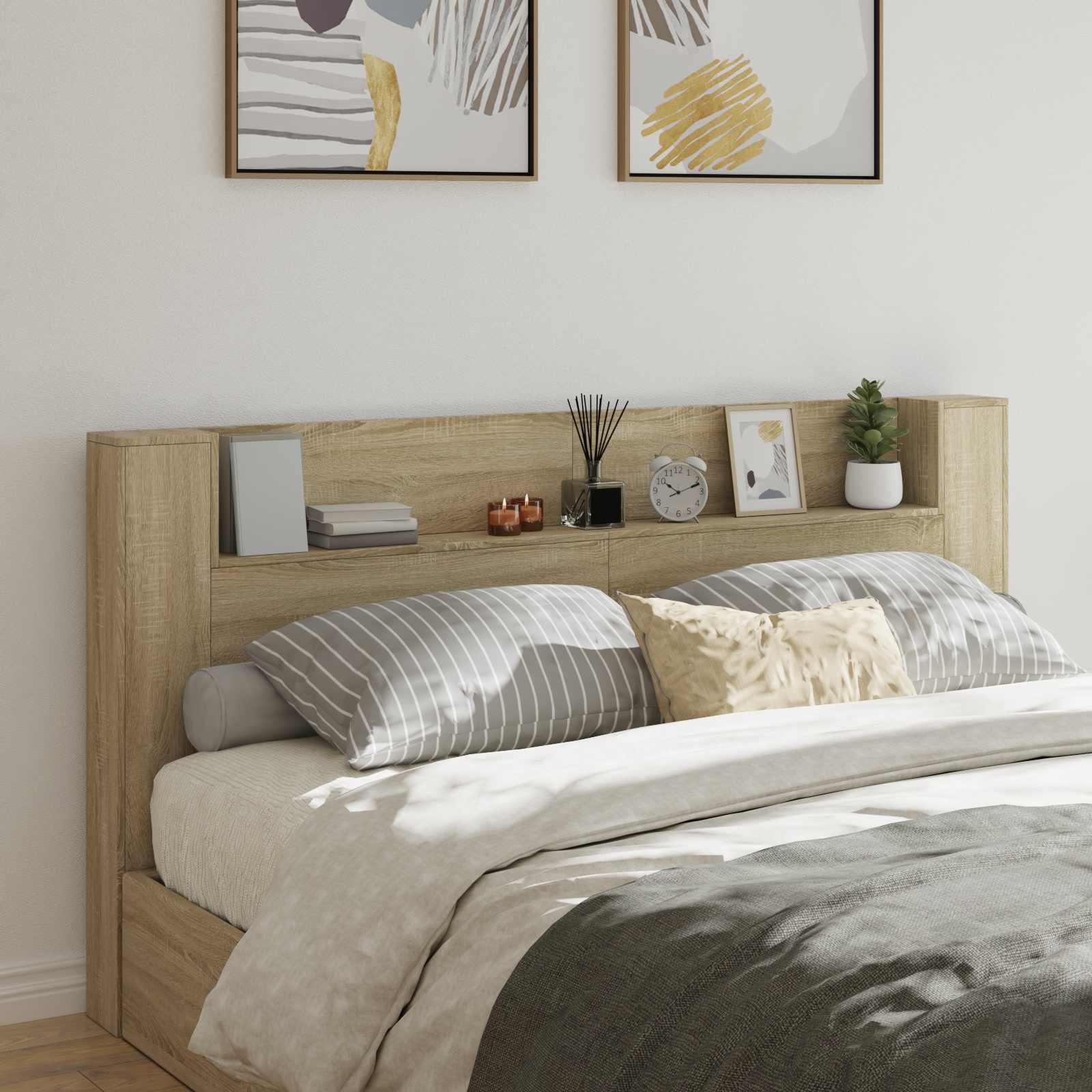 Tête de lit avec étagère Chêne Sonoma 200 x 16,5 x 103,5 cm - XIOS