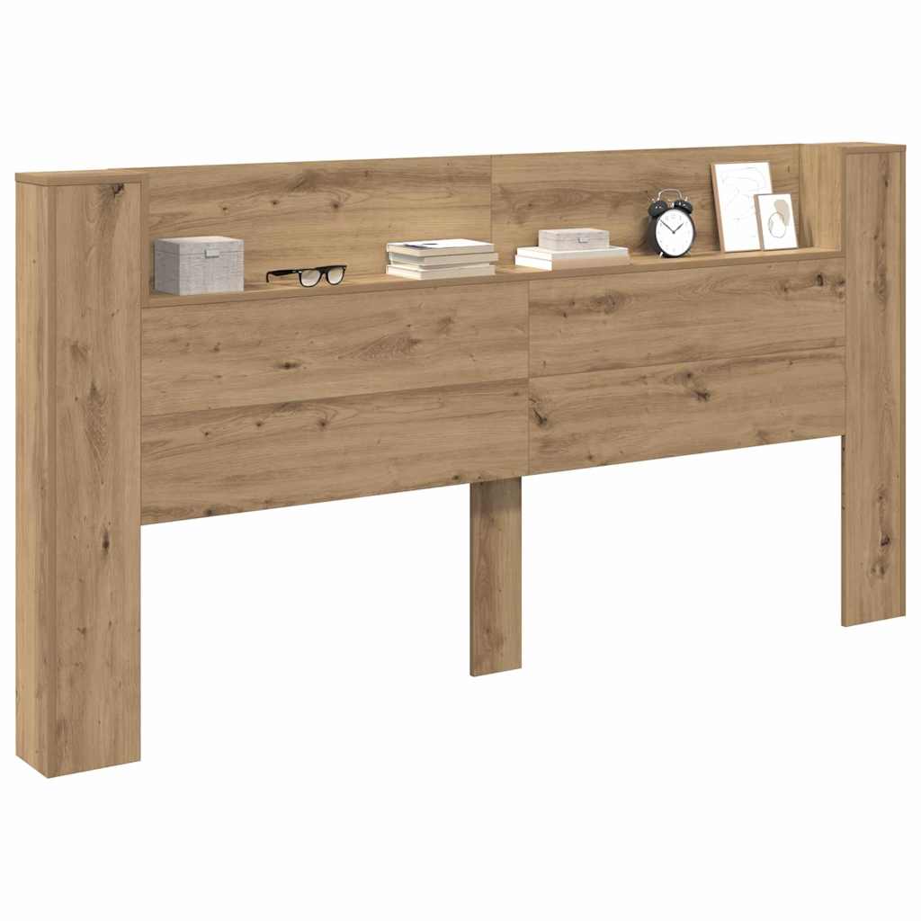 Tête de lit de rangement avec LED Chêne artisanal