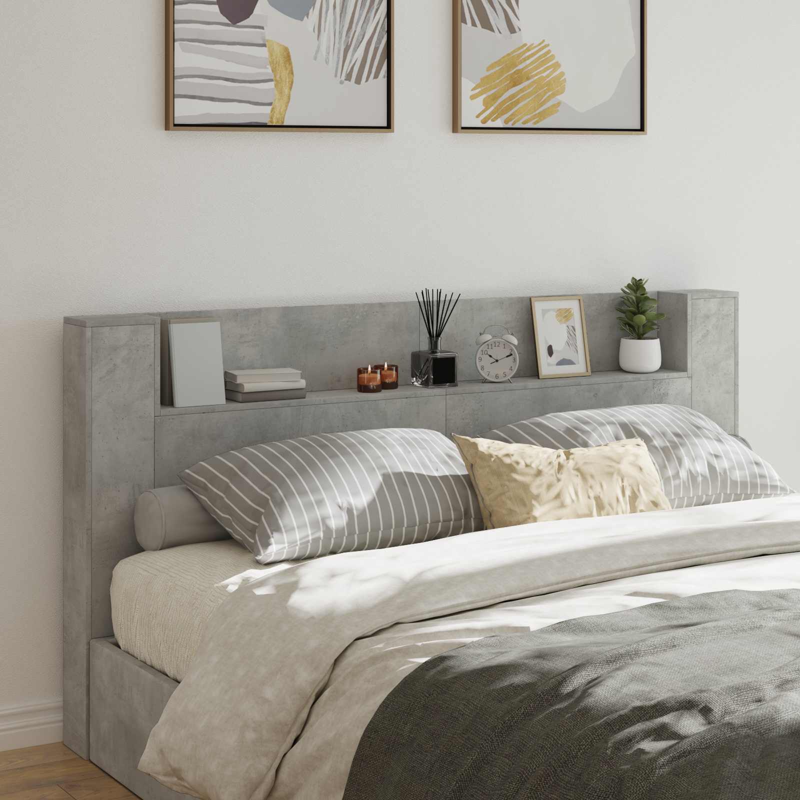 Tête de lit Gris béton 200 x 16,5 x 103,5 cm Bois d'ingénierie - XIOS