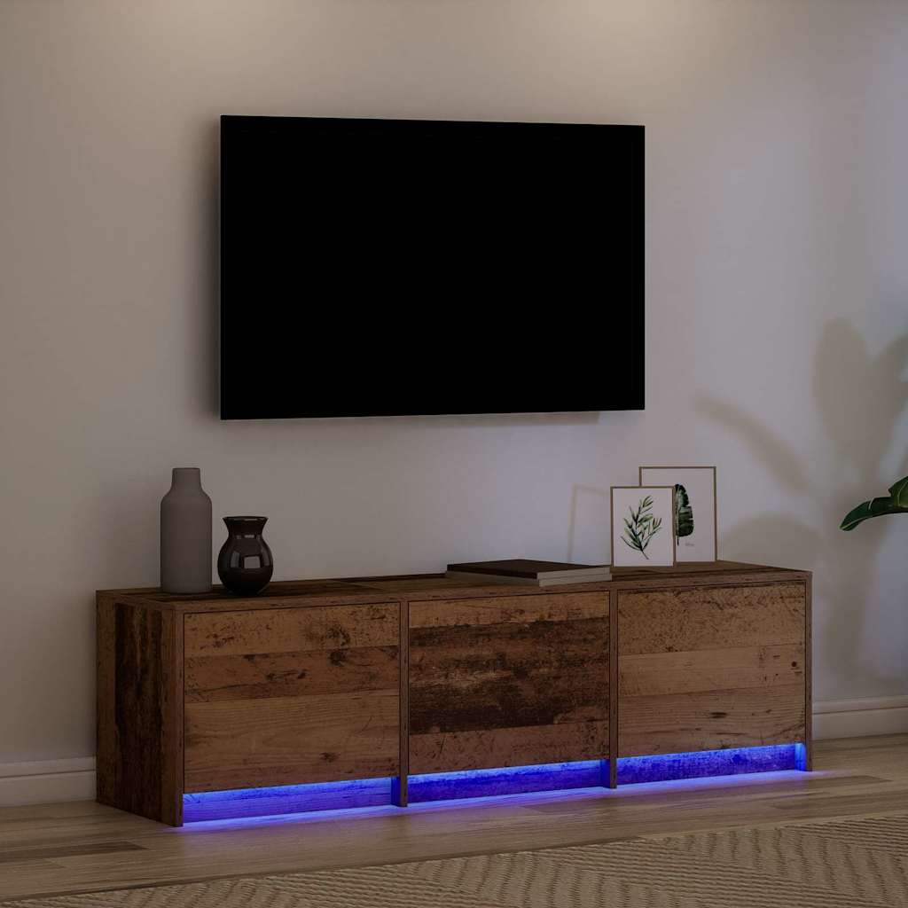 Armoire TV avec LEDs avec tiroir Bois Ancien 140 x 34 x 40 cm - XIOS