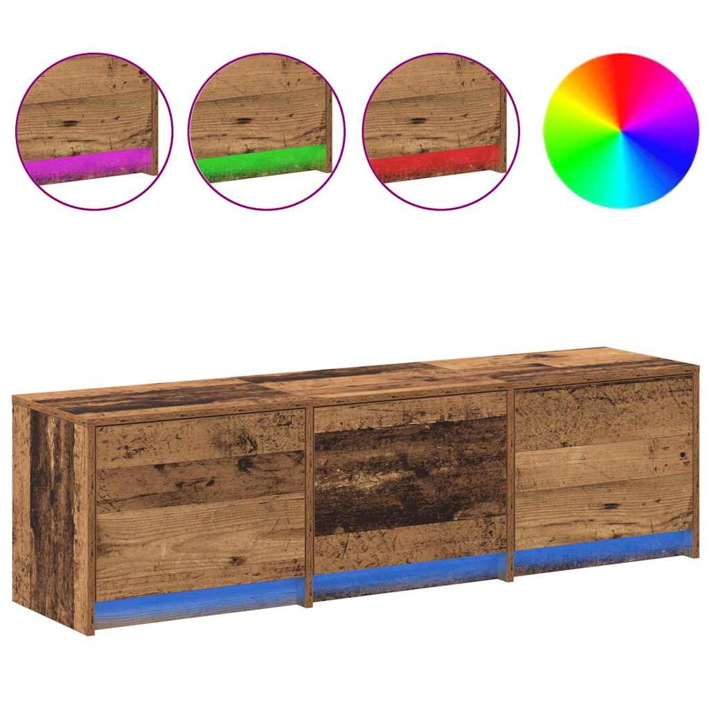 Armoire TV avec LEDs avec tiroir Bois Ancien 140 x 34 x 40 cm - XIOS