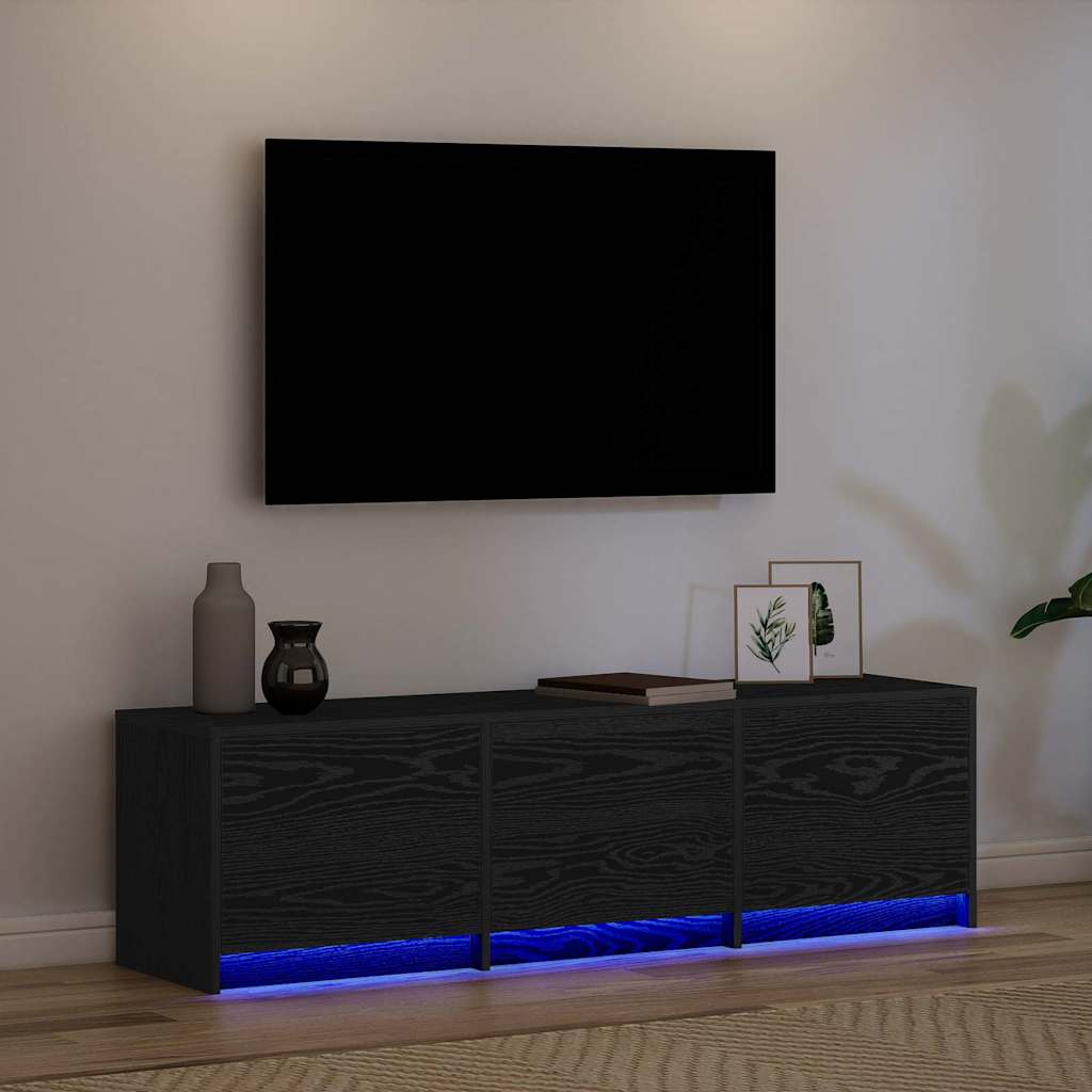 Armoire TV avec LEDs avec tiroir Chêne noir 140 x 34 x 40 cm - XIOS