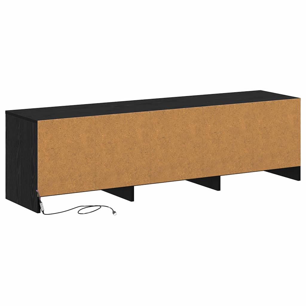 Armoire TV avec LEDs avec tiroir Chêne noir 140 x 34 x 40 cm - XIOS