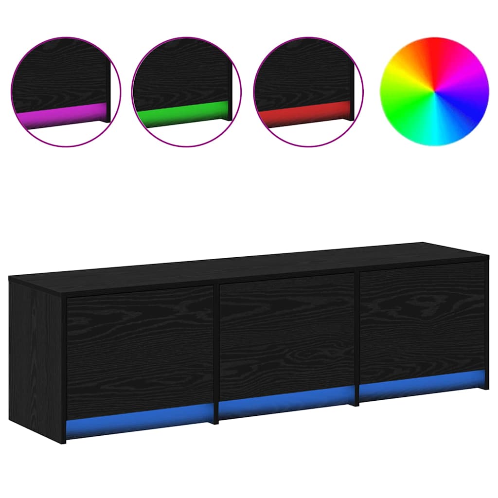 Armoire TV avec LEDs avec tiroir Chêne noir 140 x 34 x 40 cm - XIOS